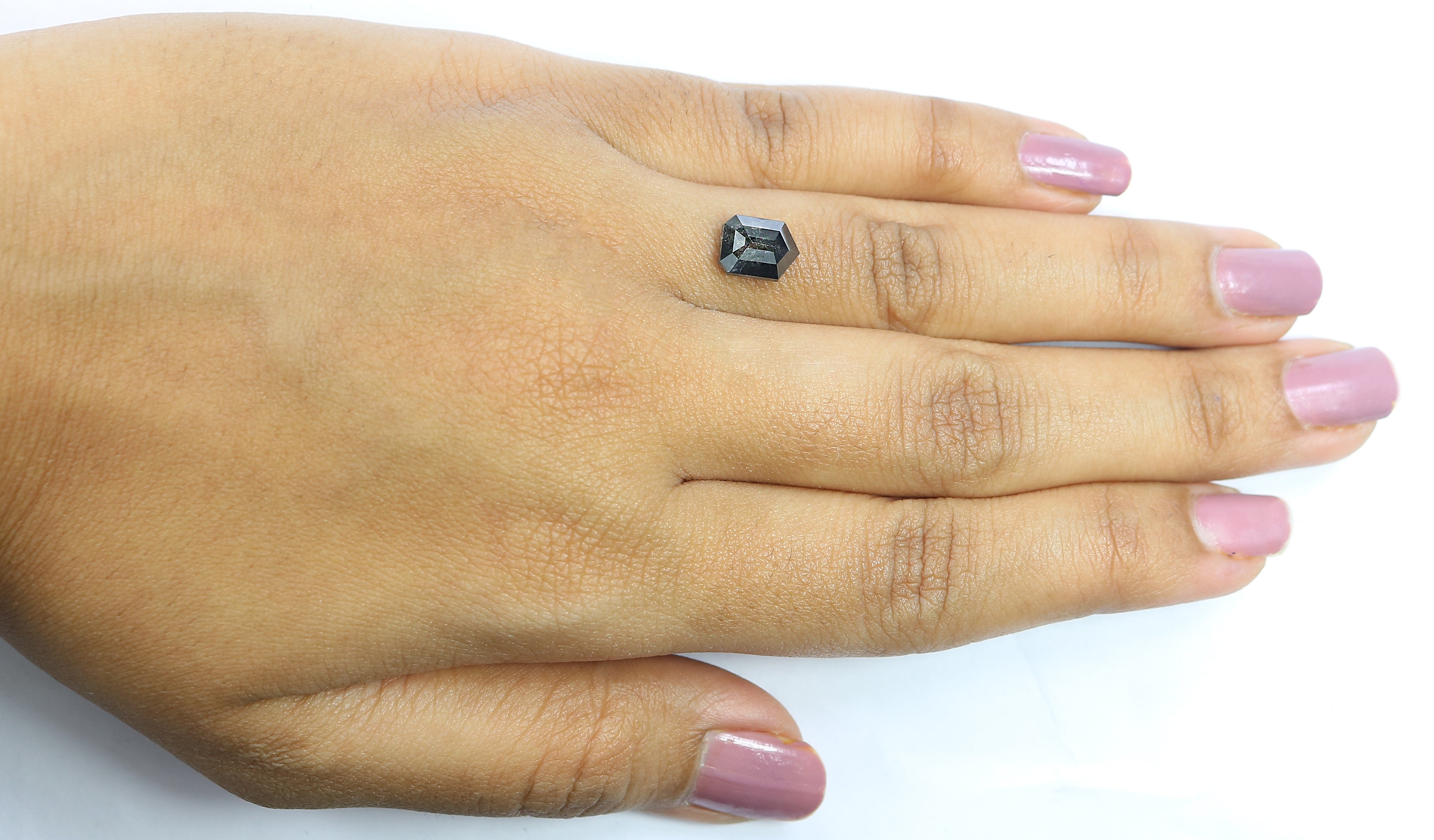 2.05 Ct Natural Loose Shield Shape Diamond Salt And Pepper Shield Cut Diamond 8.50 MM Black Gray Color Shield Shape Rose Cut Diamond QL8057