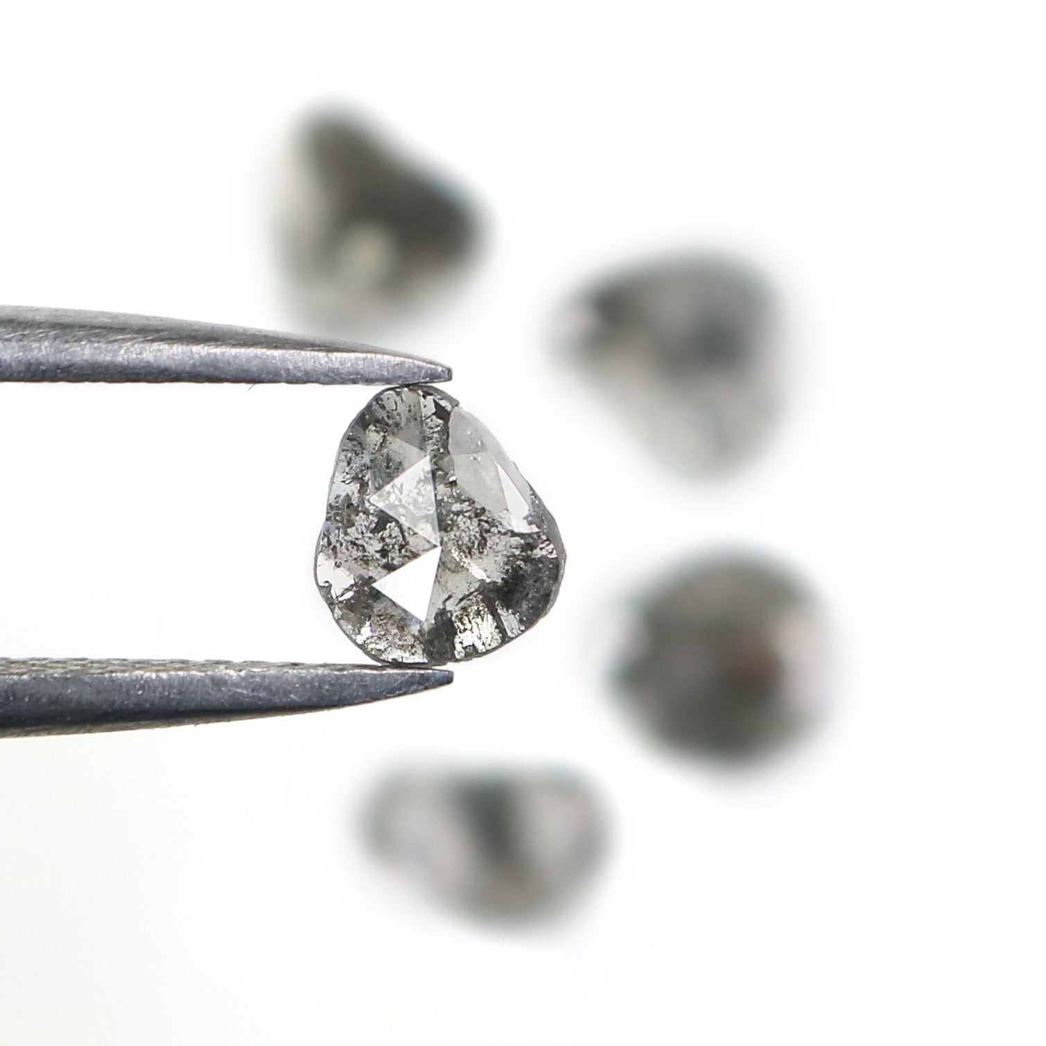 1.20 CT Natural Loose Slice Shape Diamond Salt And Pepper Slice Uncut Diamond 5.70 MM Natural Black Grey Color Slice Rose Cut Diamond N2628