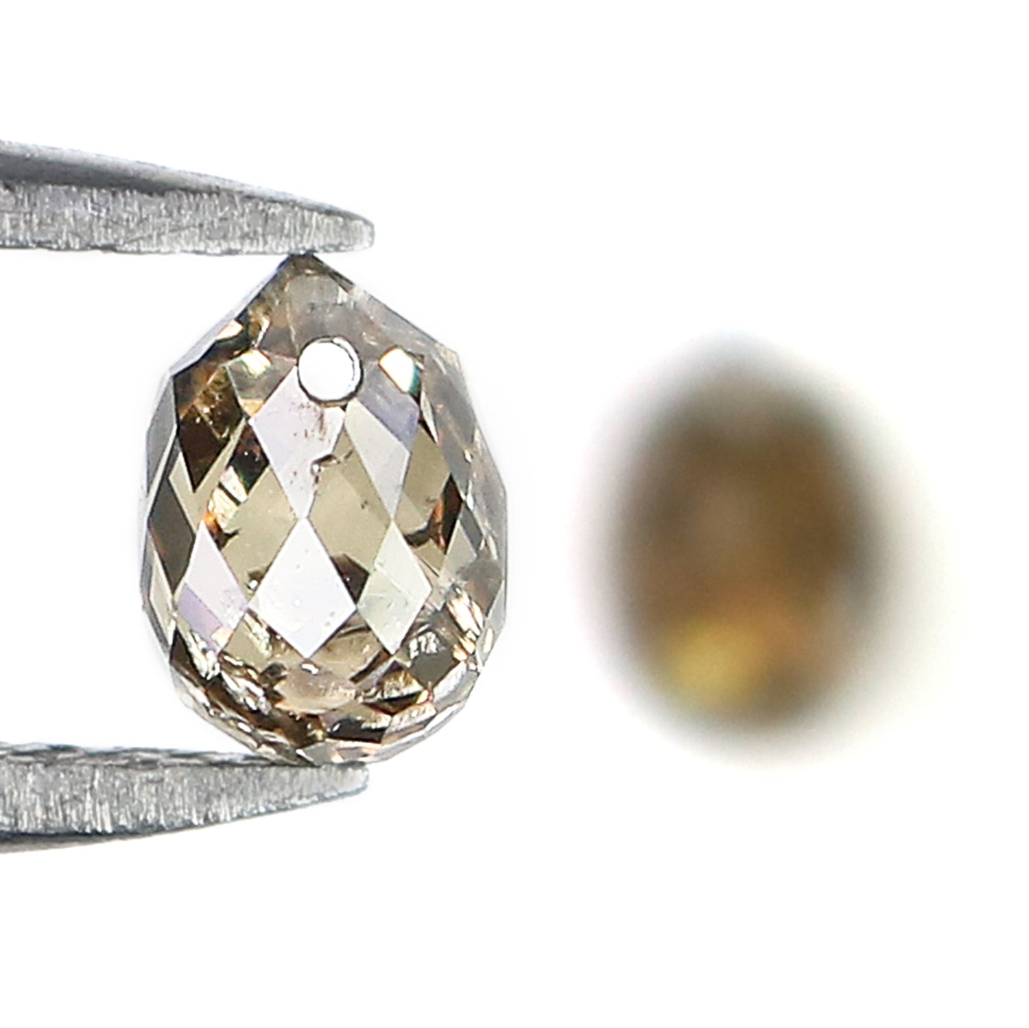 1.28 Ct Natural Loose Briolette Shape Diamond Brown Color Drop Cut Diamond 5.25 MM Natural Brown Diamond Briolette Rose Cut Diamond LQ148