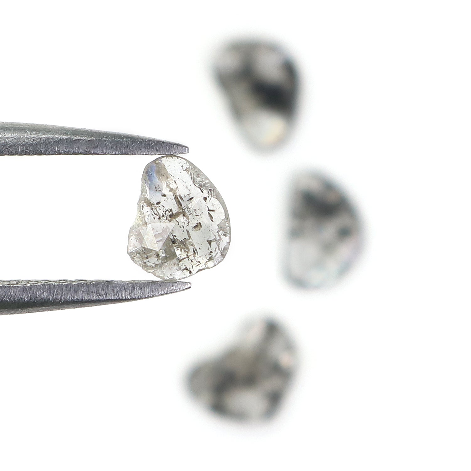 0.79 CT Natural Loose Slice Shape Diamond Salt And Pepper Slice Cut Diamond 5.85 MM Natural Black Grey Diamond Irregular Cut Diamond N2616