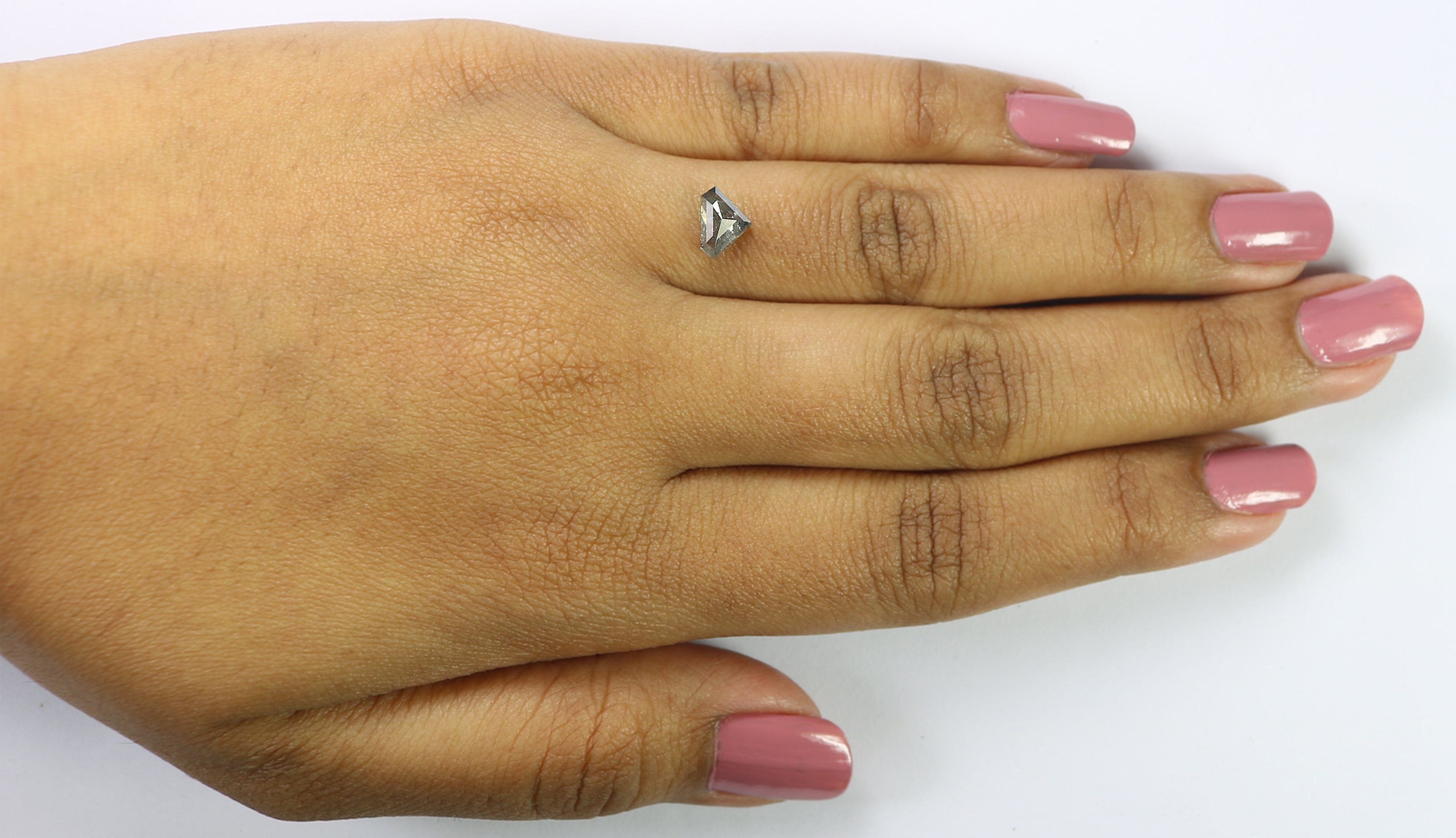 0.77 Ct Natural Loose Shield Shape Diamond Salt And Pepper Shield Cut Diamond 5.25 MM Black Gray Color Shield Shape Rose Cut Diamond QL441