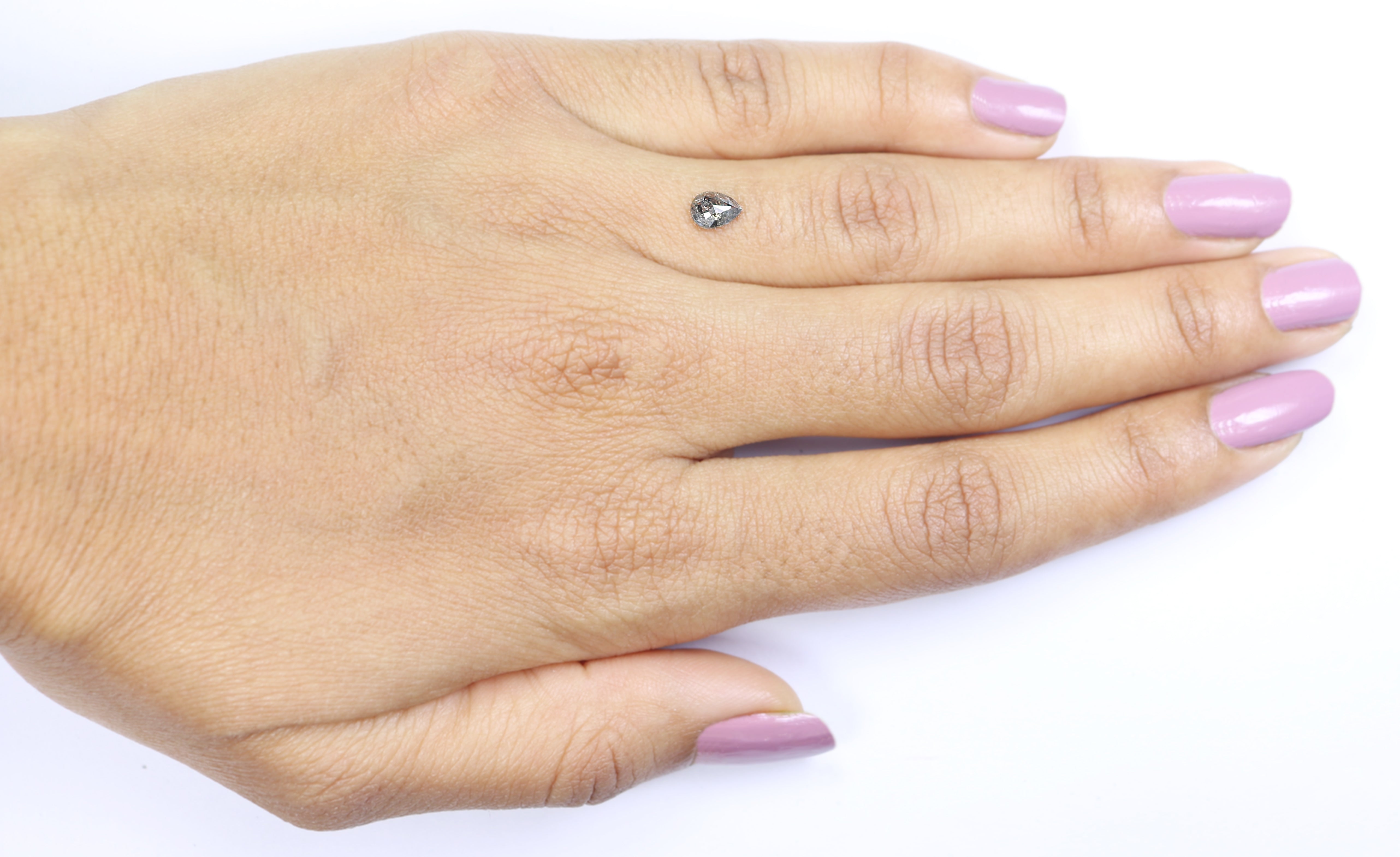 0.43 CT Natural Loose Pear Shape Diamond Salt And Pepper Pear Diamond 5.75 MM Natural Diamond Black Grey Color Pear Rose Cut Diamond N2614