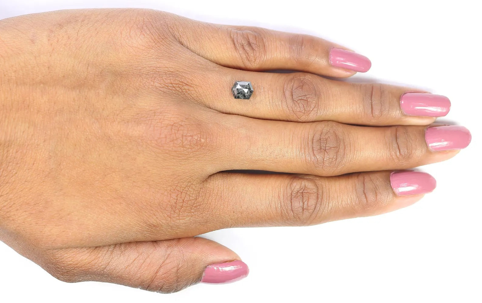 1.09 CT Natural Loose Hexagon Shape Diamond Black Color Hexagon Cut Diamond 7.05 MM Natural Diamond Black Hexagon Rose Cut Diamond QN1091