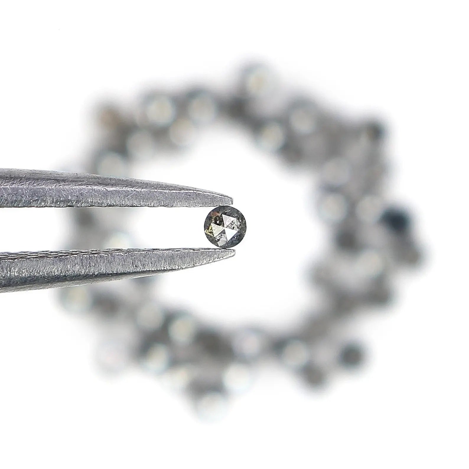 1.06 Ct Natural Loose Round Shape Diamond Salt And Pepper Round Cut Diamond 1.60 MM Natural Black Gray Color Round Rose Cut Diamond NQ1834