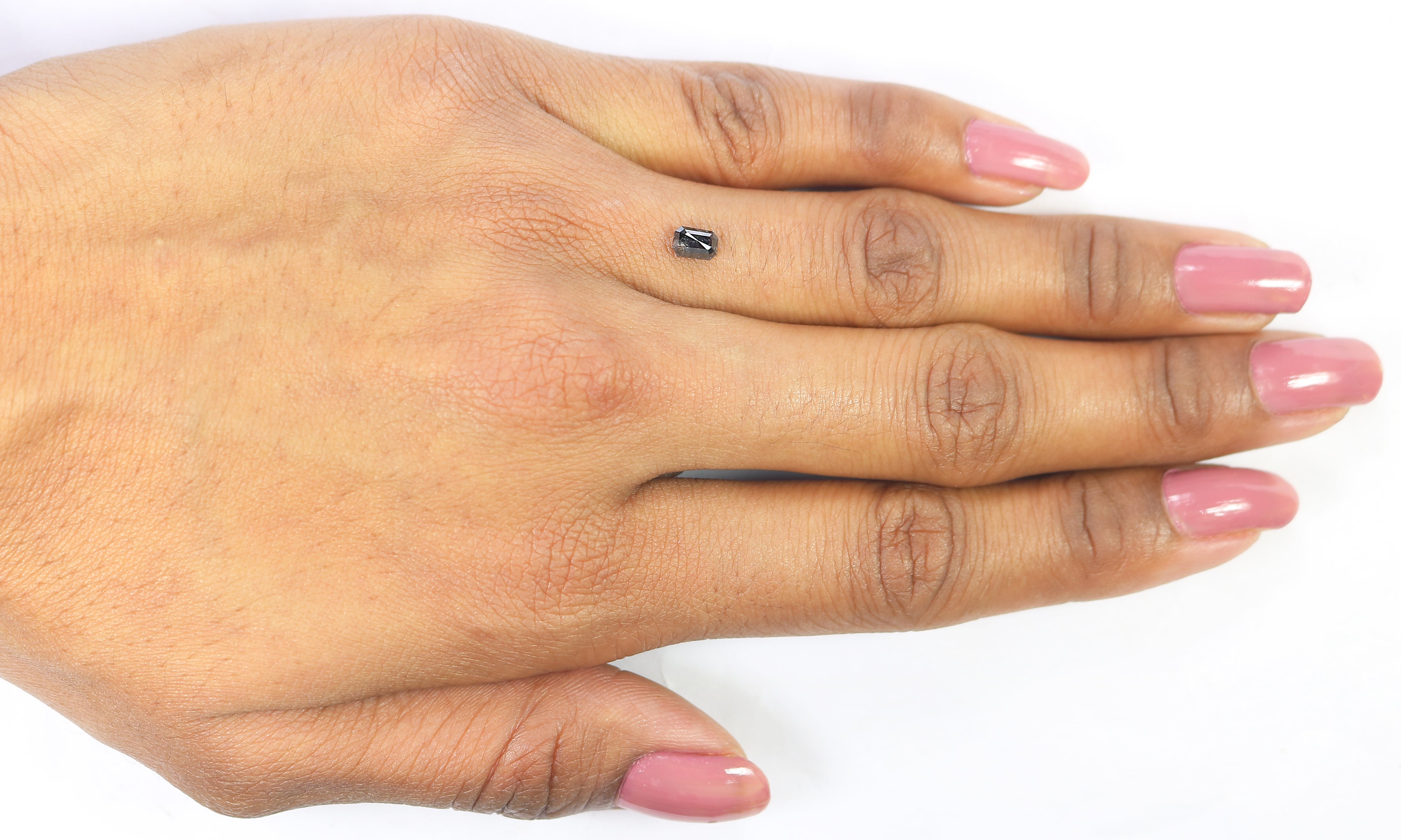 0.49 CT Natural Loose Emerald Shape Diamond Salt And Pepper Emerald Shape Diamond 4.90 MM Black Grey Color Emerald Rose Cut Diamond QL5359