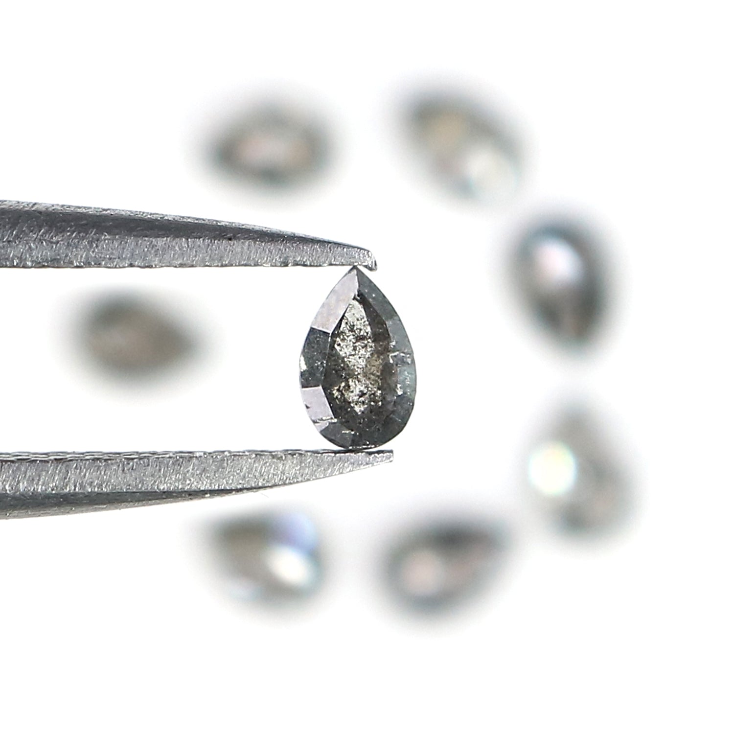 0.93 CT Natural Loose Pear Shape Diamond Salt And Pepper Pear Diamond 3.50 MM Natural Loose Black Grey Color Pear Rose Cut Diamond LQ1295