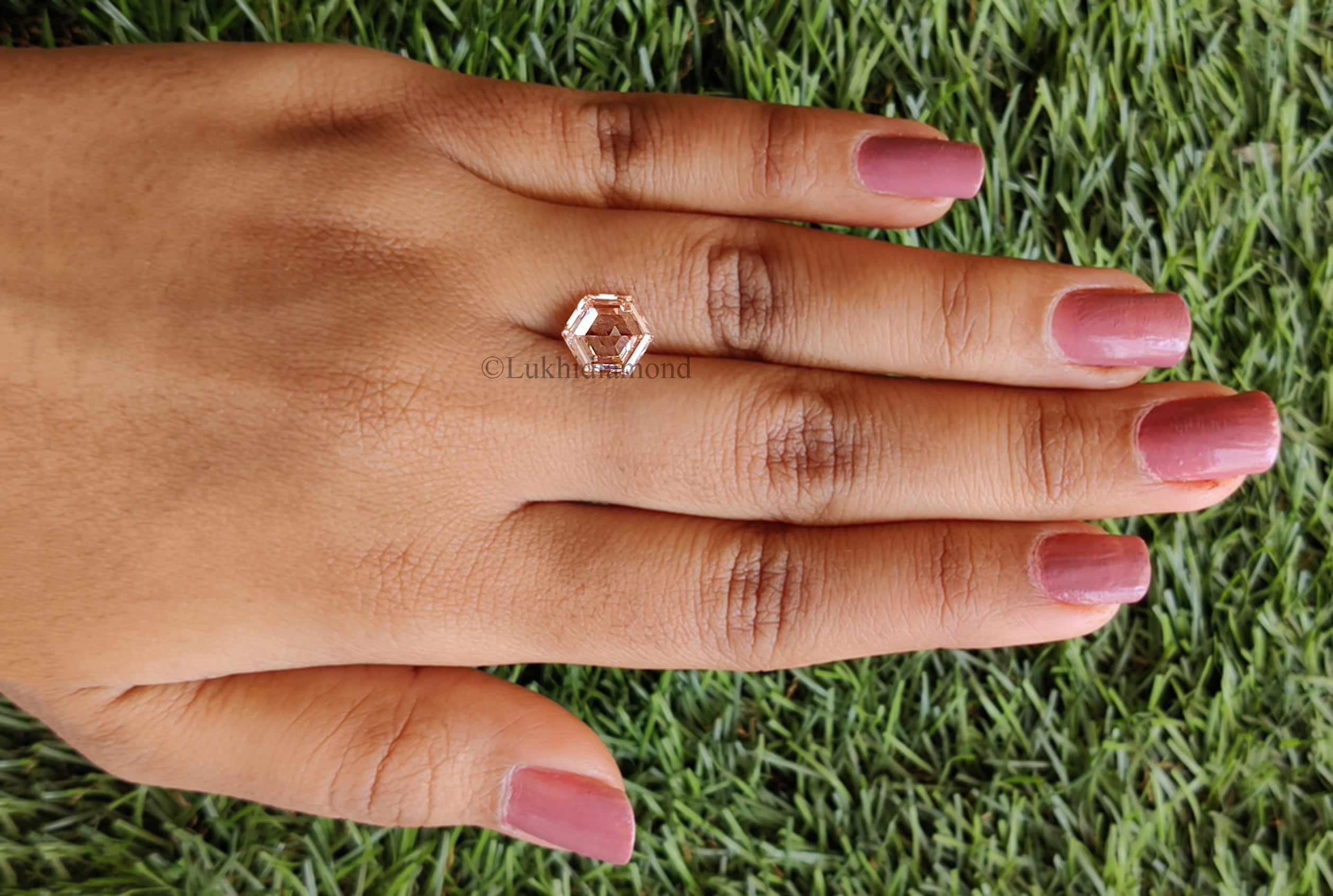 2.08 CT IGI Certified Hexagonal Step Cut Diamond Fancy Intense Pink Color VS1 Clarity Lab Grown Diamond Lab Created Hexagon Diamond L3332