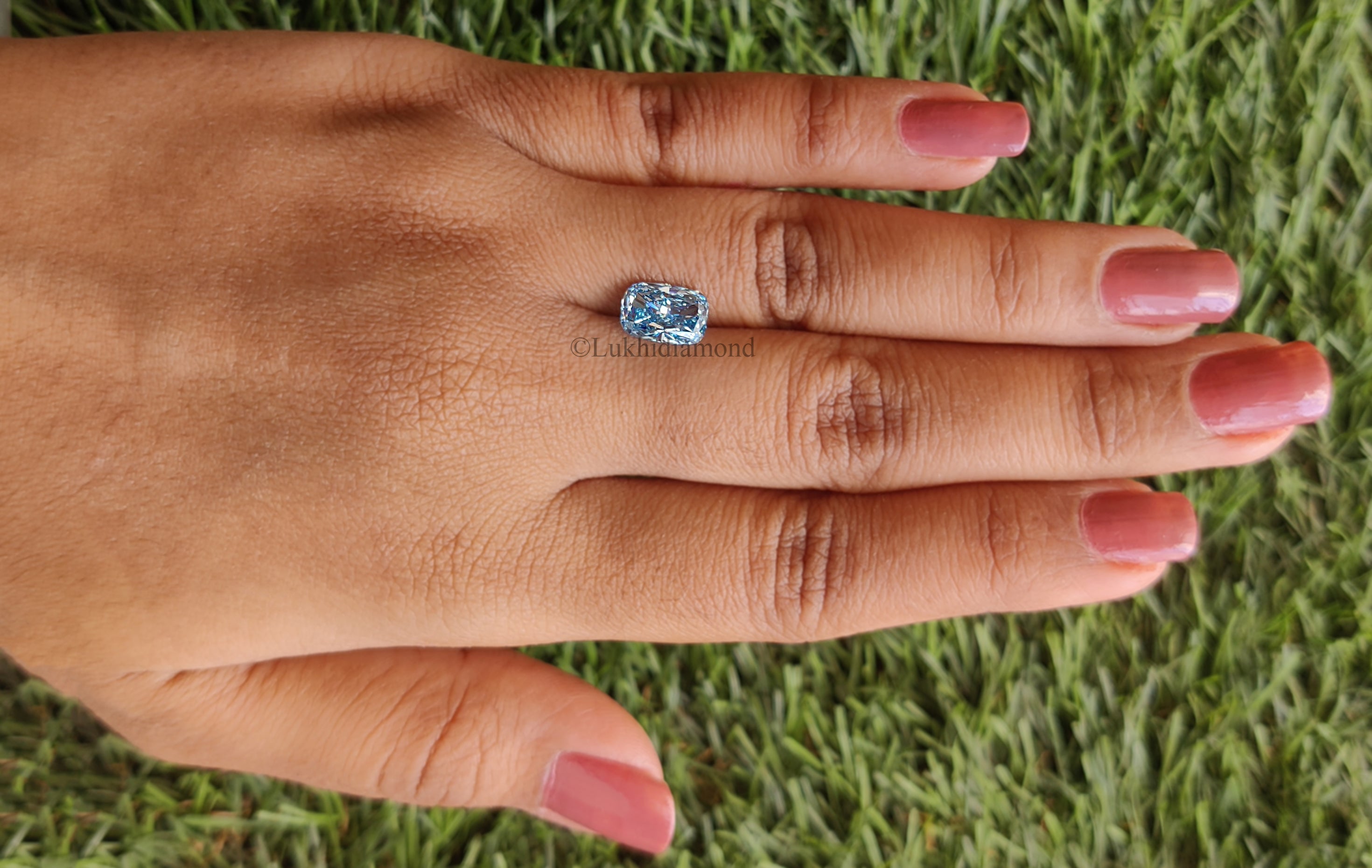 1.80 CT IGI Certified Cushion Brilliant Cut Diamond Fancy Vivid Blue Color VS1 Clarity Lab Grown Diamond Lab Created CVD Lab Diamond L3330