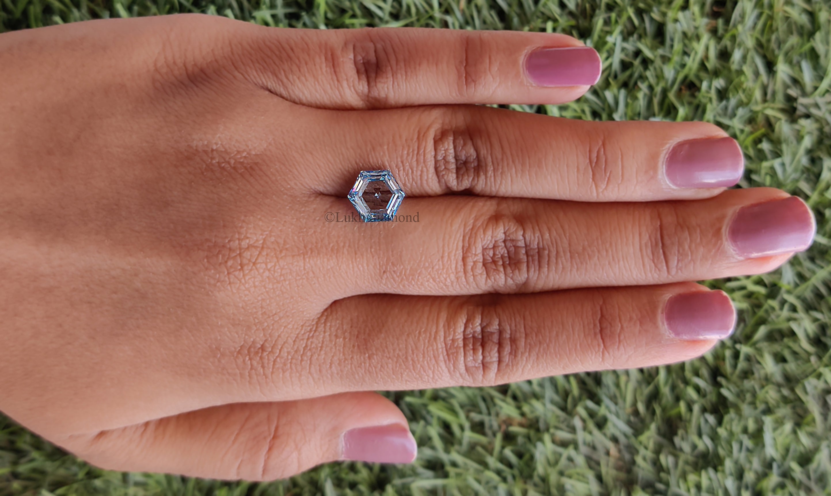 2.82 CT IGI Certified Hexagonal Step Cut Diamond Fancy Intense Blue Color VS2 Clarity Diamond Lab Grown Diamond Lab Created Diamond L3292