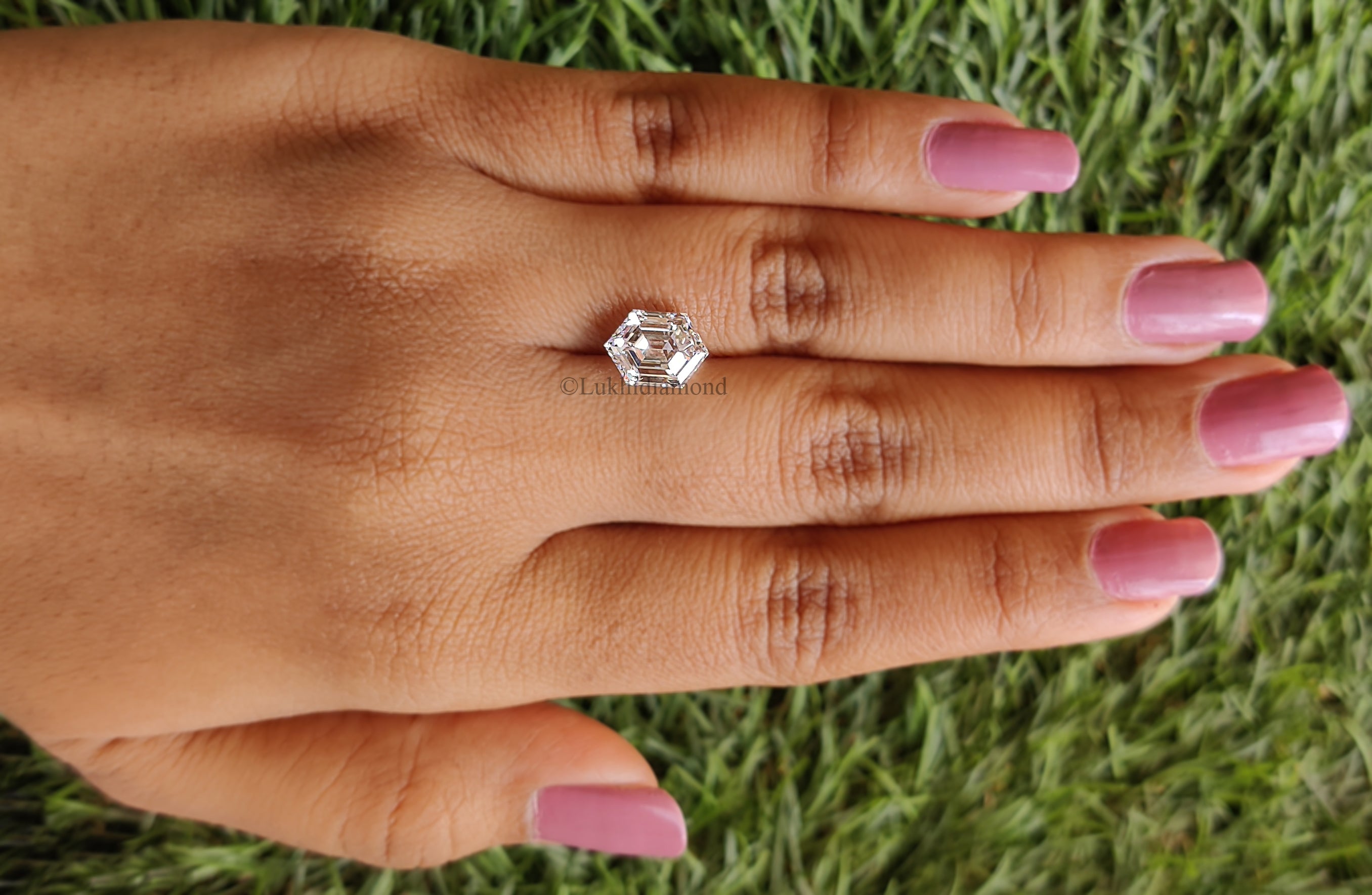 2.77 CT IGI Certified Hexagonal Step Cut Diamond White - D Color VVS2 Clarity Lab Grown Diamond Lab Created Diamond Hexagon Diamond L3321