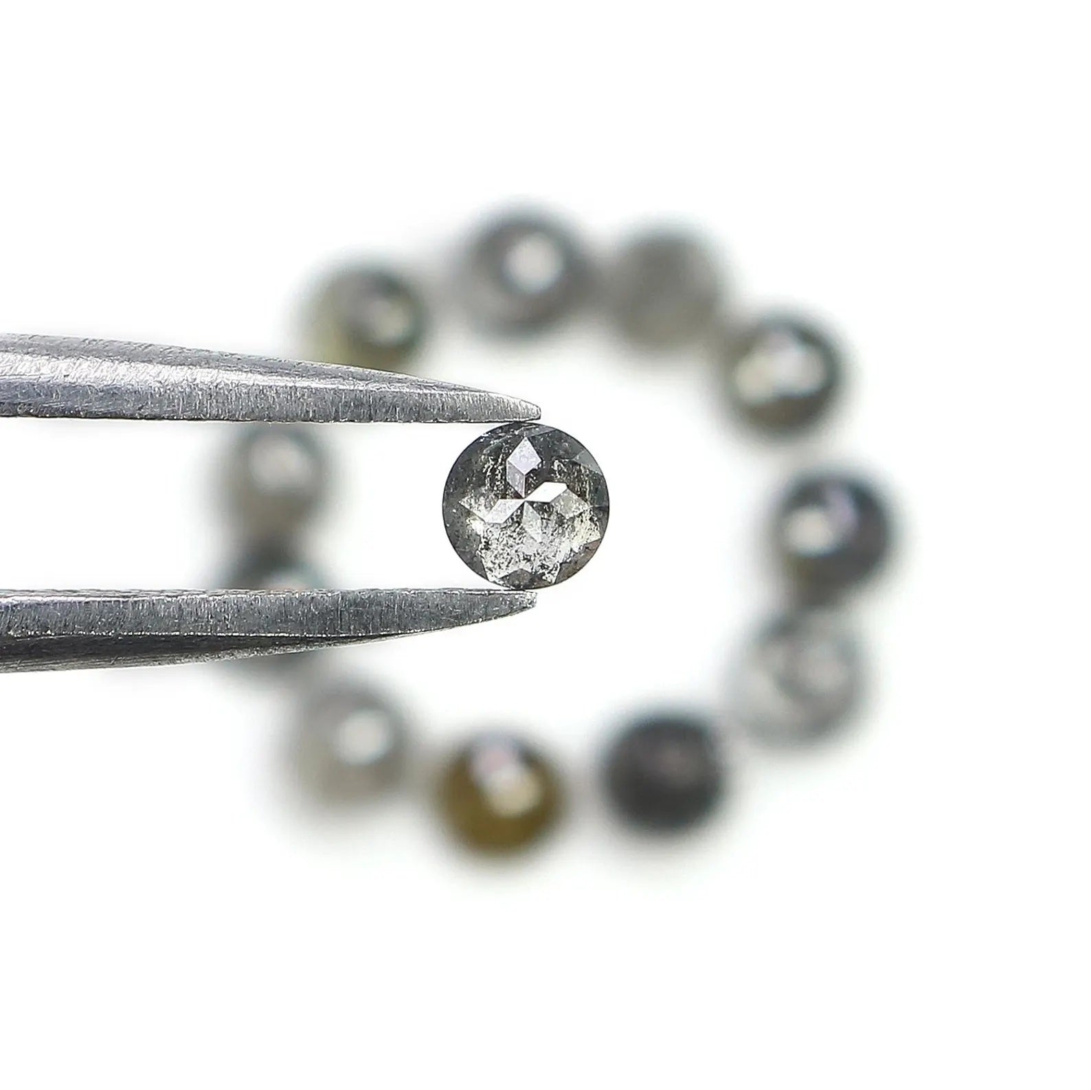 1.80 CT Natural Loose Round Shape Diamond Salt And Pepper Round Cut Diamond 3.00 MM Natural Black Grey Color Round Rose Cut Diamond NQ8070