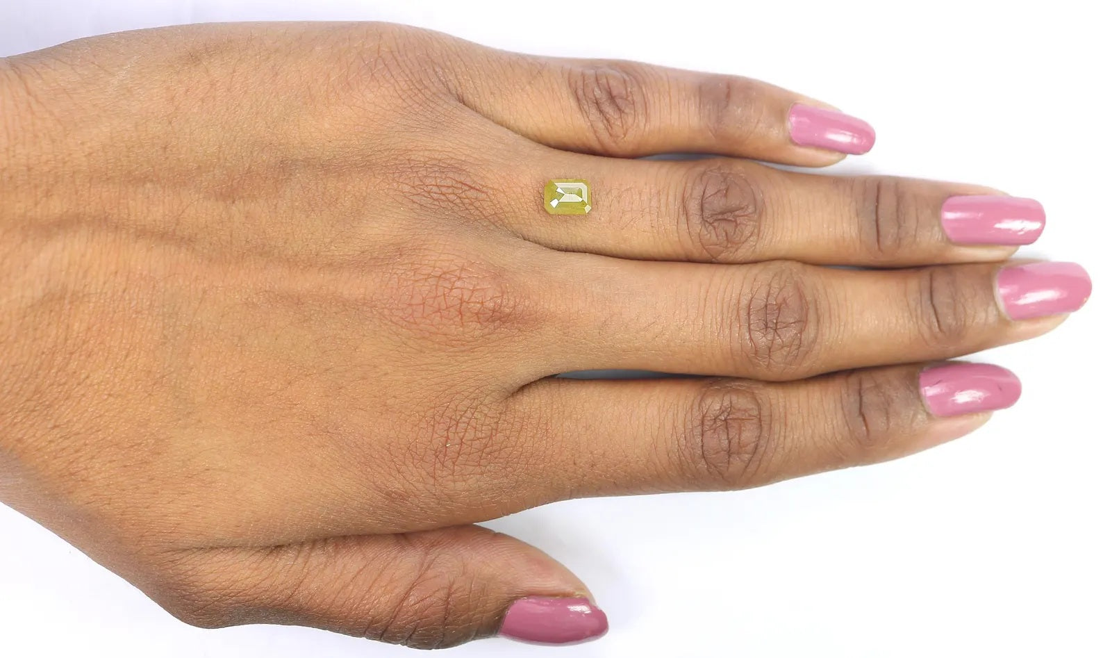 1.24 CT Natural Loose Emerald Shape Diamond Yellow Color Emerald Diamond 6.70 MM Natural Black Green Color Emerald Rose Cut Diamond QN630