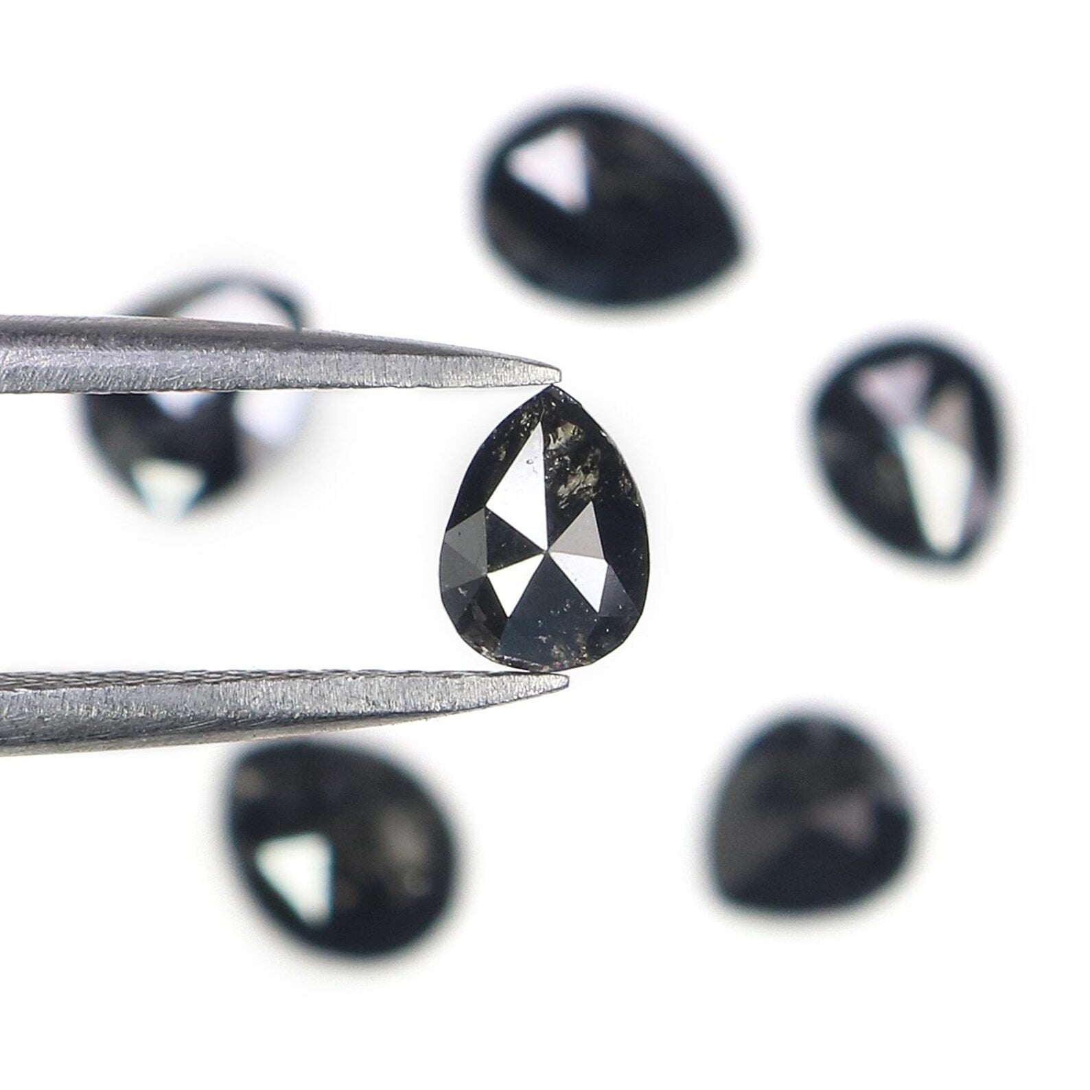 2.43 CT Natural Loose Pear Shape Diamond Black Color Pear Diamond 5.35 MM Natural Loose Diamond Black Color Pear Rose Cut Diamond NQ1691