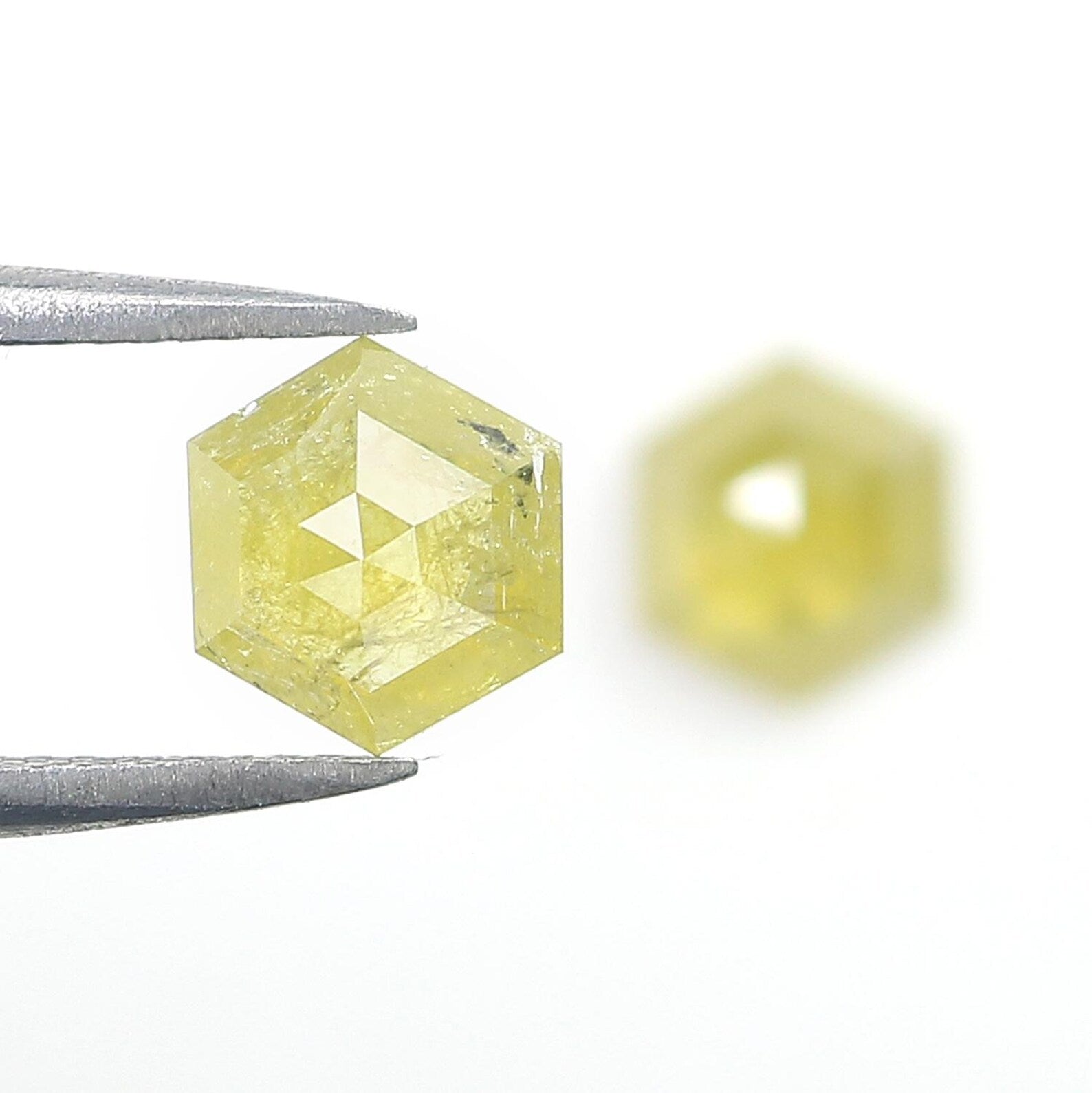 2.07 Ct Natural Loose Hexagon Shape Pair Diamond Yellow Color Hexagon Cut Diamond 6.70 MM Natural Diamond Hexagon Rose Cut Diamond NQ7999