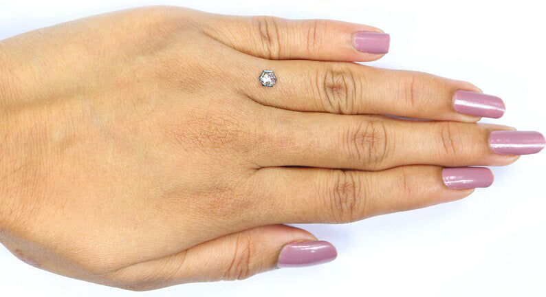 0.39 Ct Natural Loose Hexagon Shape Diamond Salt And Pepper Hexagon Cut Diamond 5.10 MM Natural Grey Diamond Hexagon Rose Cut Diamond QL2521