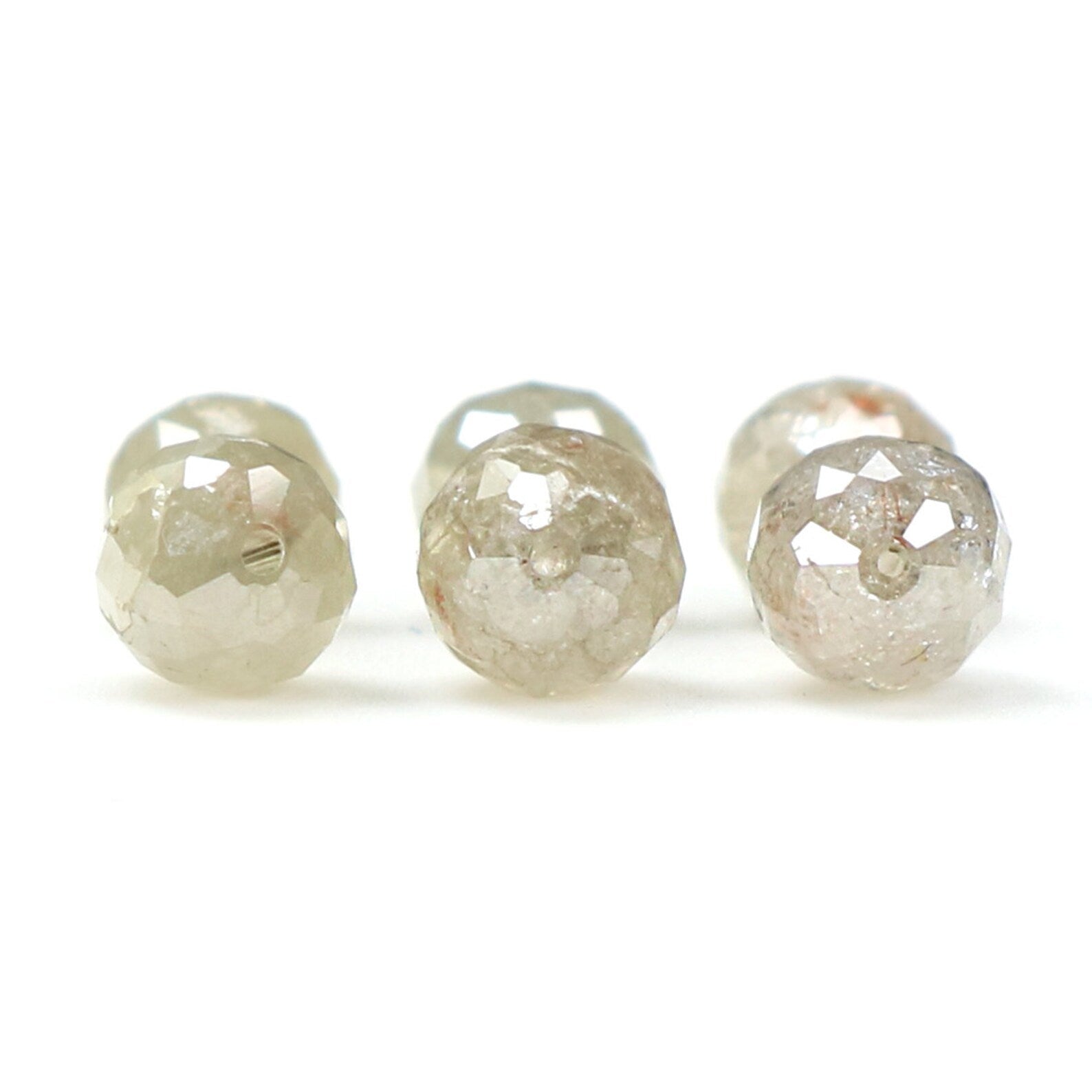 Natural Loose Egg Shape Bead Gray Color Diamond 3.51 CT 4.40 MM Bead Shape Rose Cut Diamond KDN1786