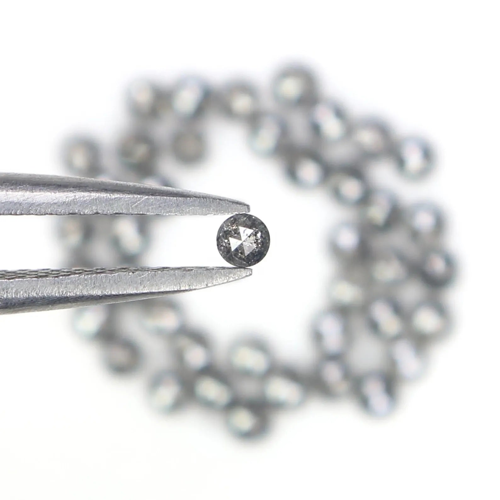 1.43 CT Natural Loose Round Shape Diamond Salt And Pepper Round Diamond 1.90 MM Natural Loose Black Grey Color Round Rose Cut Diamond NQ1560