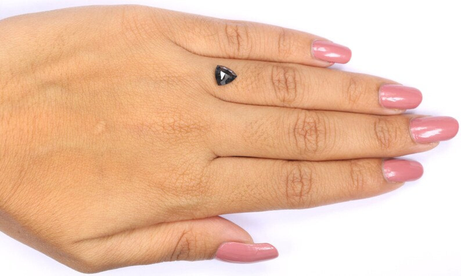 1.02 CT Natural Loose Triangle Diamond Salt And Pepper Triangle Diamond 6.90 MM Natural Black Grey Color Triangle Rose Cut Diamond NQ9566