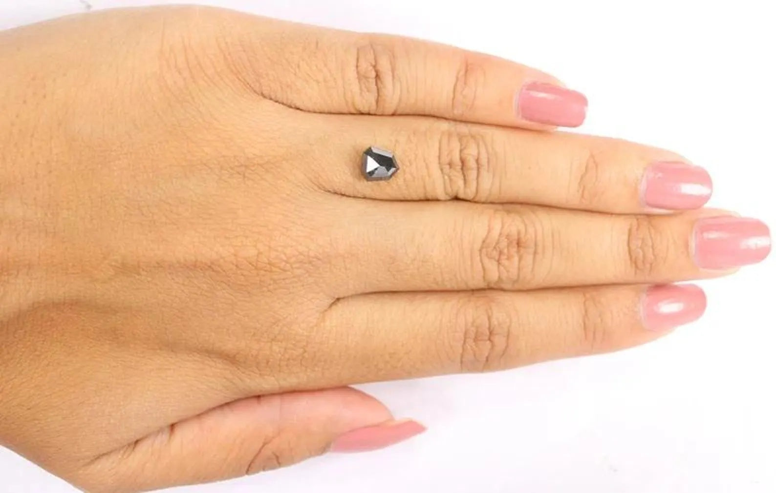 0.90 CT Natural Loose Shield Shape Diamond Salt And Pepper Shield Diamond 6.30 MM Natural Loose Black Color Shield Rose Cut Diamond NQ9209