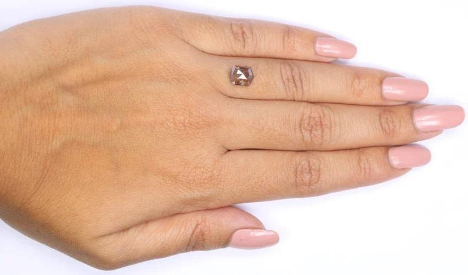 1.99 CT Natural Loose Hexagon Shape Diamond Brown Color Hexagon Diamond 8.15 MM Natural Loose Brown Color Hexagon Rose Cut Diamond NQ1982