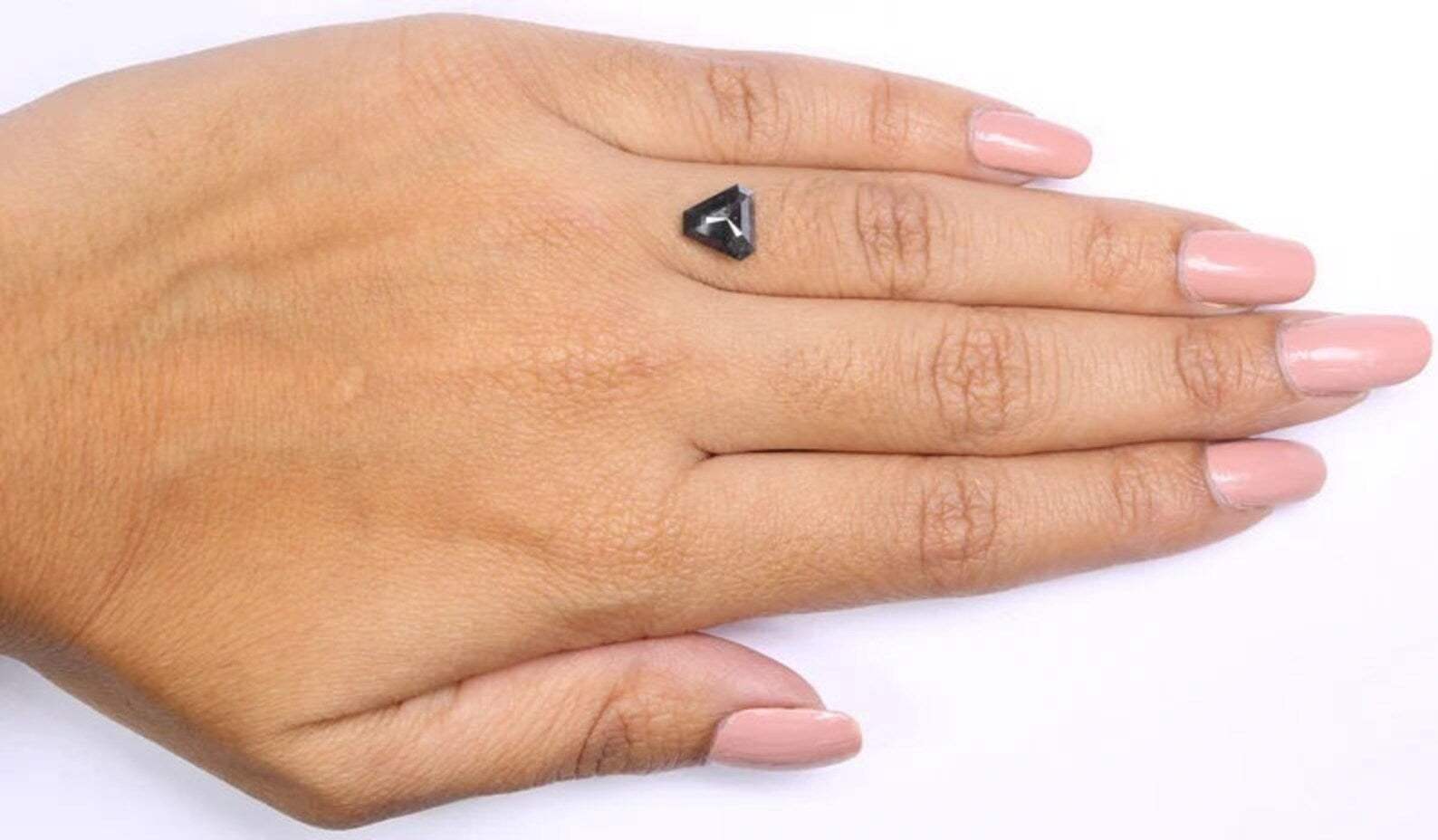 1.37 CT Natural Loose Shield Shape Diamond Salt And Pepper Shield Diamond 8.95 MM Natural Black Gray Color Shield Rose Cut Diamond NQ9449