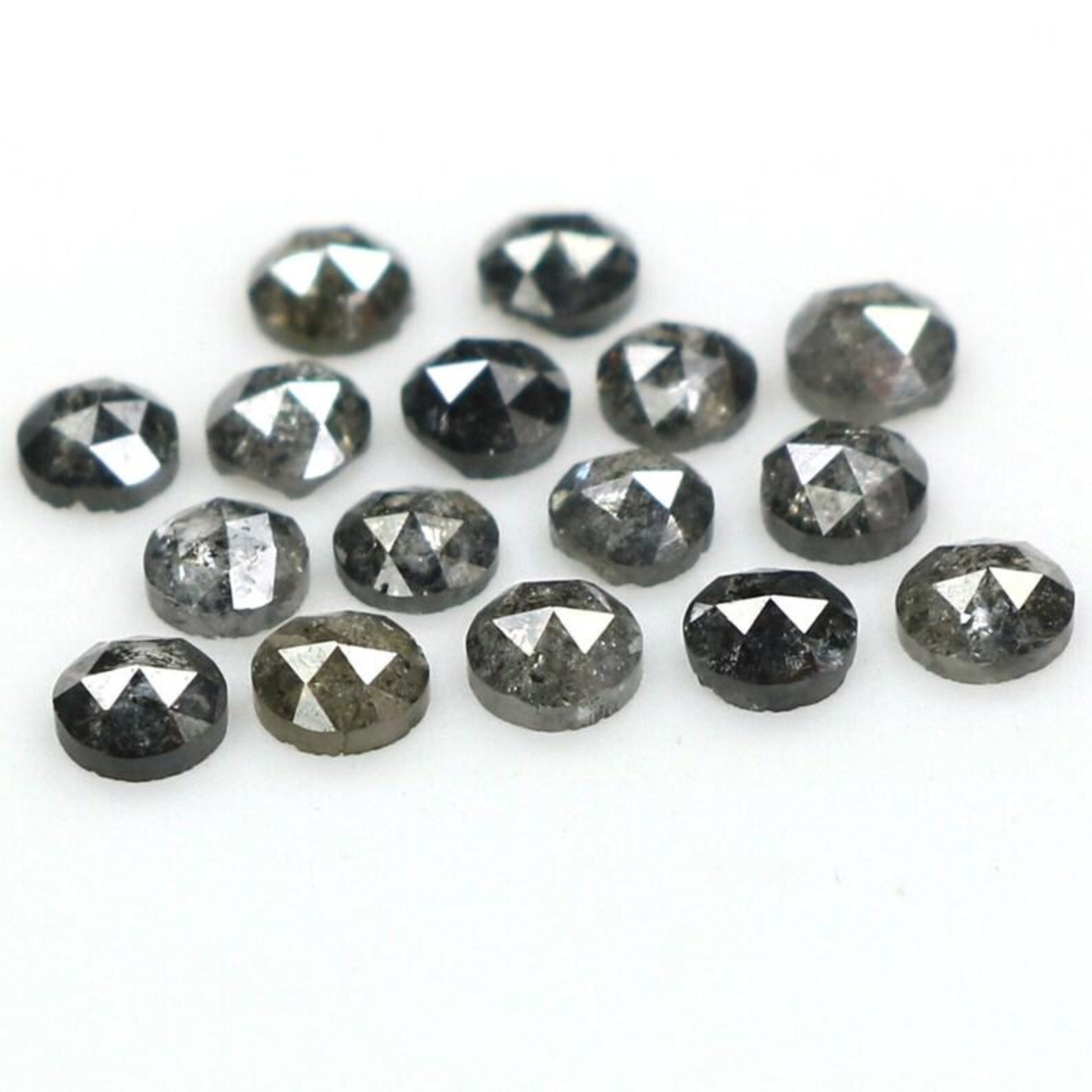 0.97 CT Natural Loose Round Shape Diamond Salt And Pepper Round Cut Diamond 2.30 MM Natural Black Grey Color Round Rose Cut Diamond NQ1651
