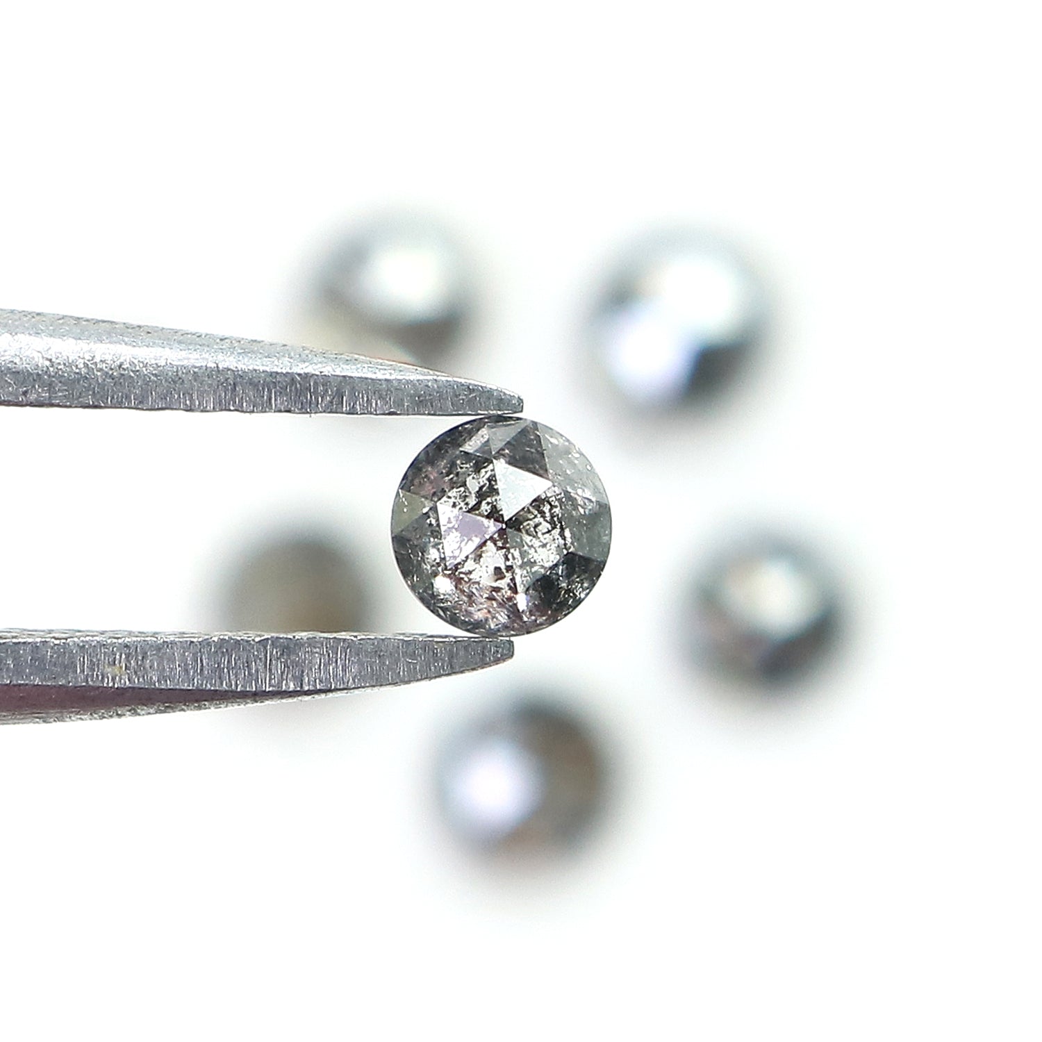 1.16 Ct Natural Loose Round Rose Cut Diamond Salt And Pepper Round Shape Diamond 3.50 MM Natural Black Grey Round Rose Cut Diamond LQ2785