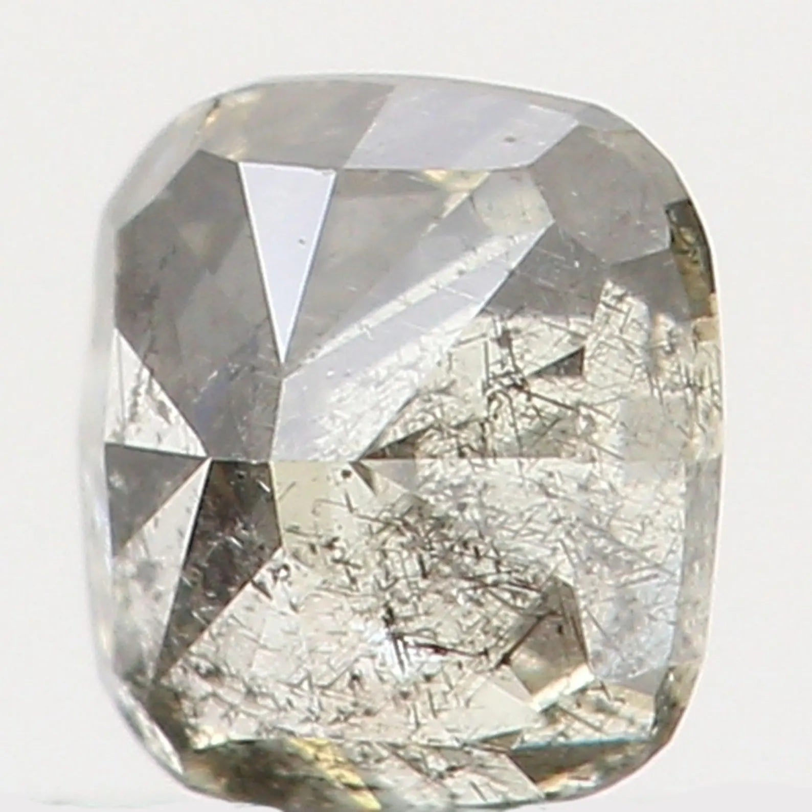 0.14 Ct Natural Loose Diamond Cushion Green Grey Color I1 Clarity 3.00 MM N7393