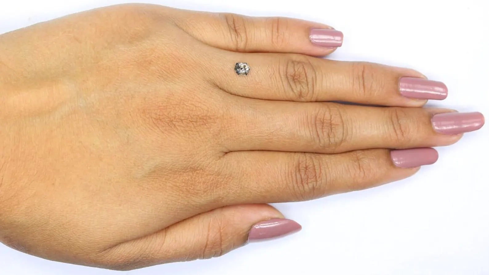 0.37 CT Natural Loose Hexagon Shape Diamond Salt And Pepper Hexagon Diamond 4.80 MM Natural Black Grey Color Hexagon Rose Cut Diamond NQ2158