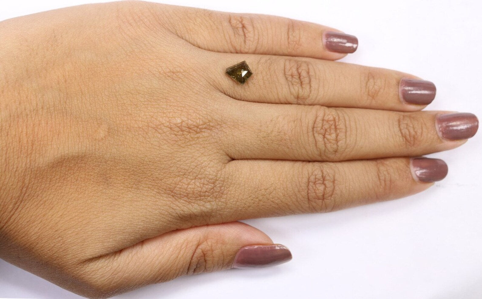 1.30 CT Natural Loose Shield Shape Diamond Black Yellow Color Diamond 7.80 MM Natural Loose Diamond Shield Shape Rose Cut Diamond NQ8279