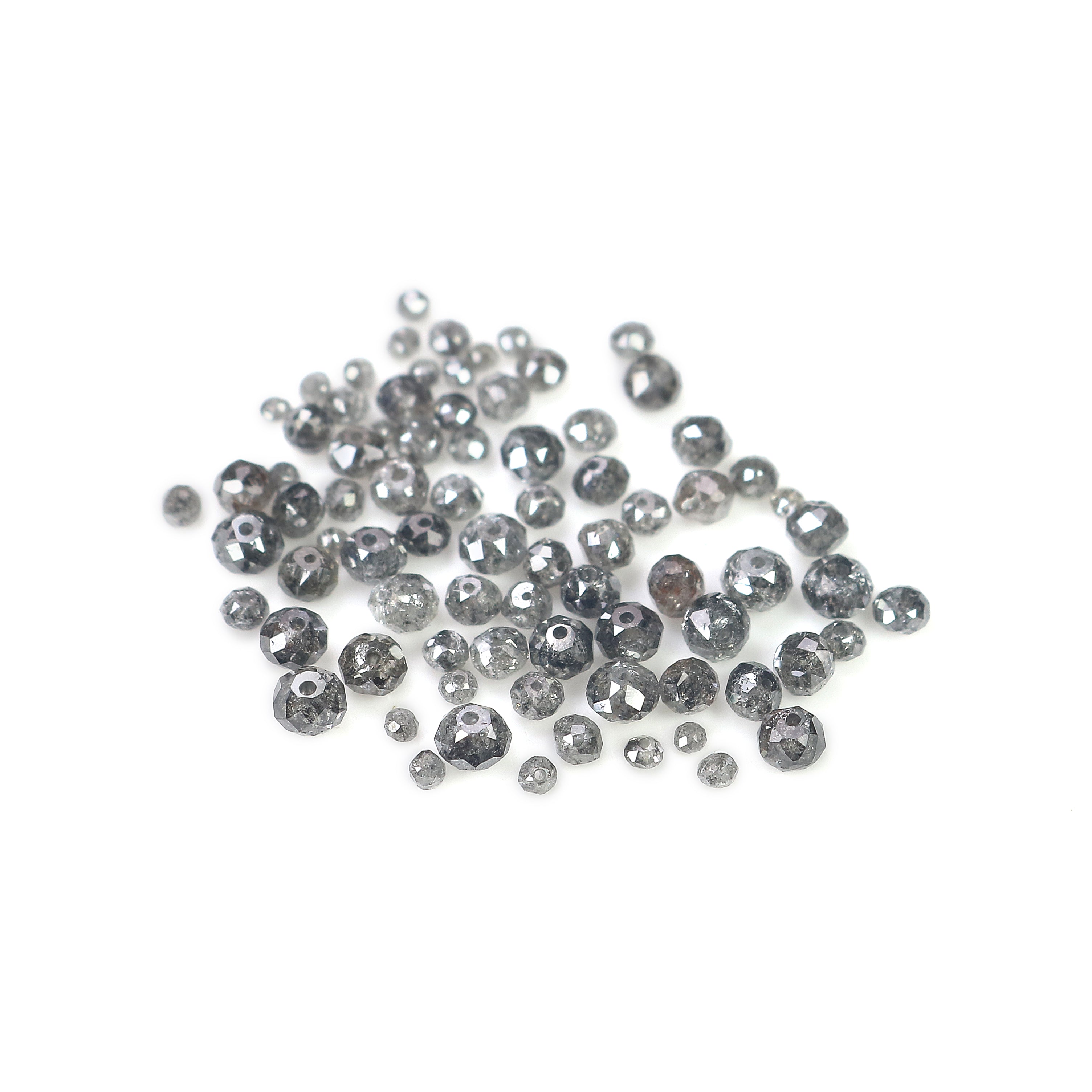 1.00 Ct scoop Natural Loose Bead Shape Diamond Salt And Pepper Bead Cut Diamond 1.50 to 3.10 MM Natural Black Grey Color Bead Diamond Q53