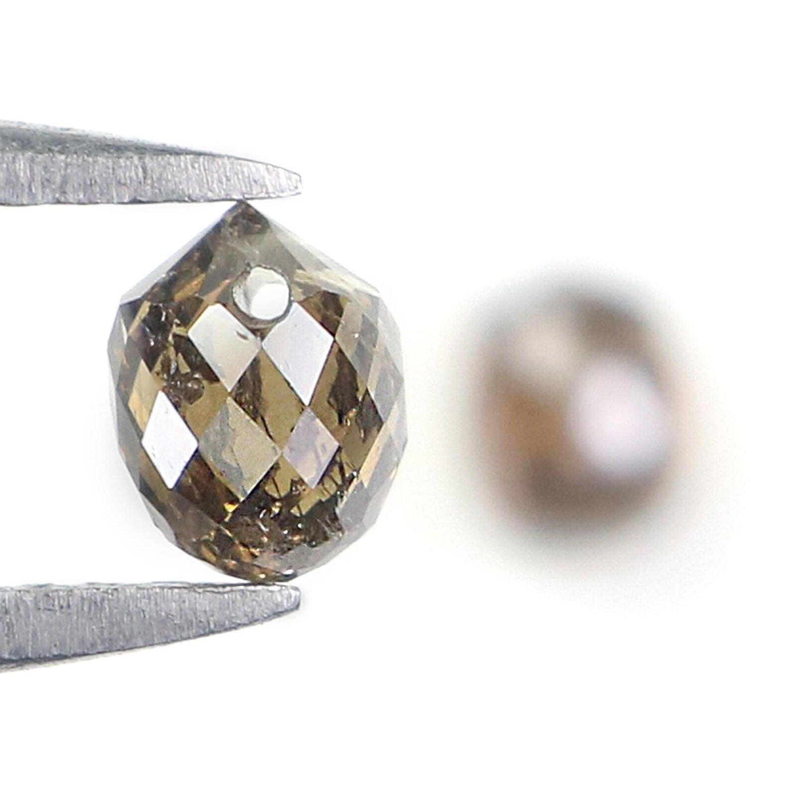 0.93 CT Natural Loose Drop Shape Pair Diamond Brown Color Briolette Diamond 4.30 MM Natural Brown Color Briolette Rose Cut Diamond NQ827