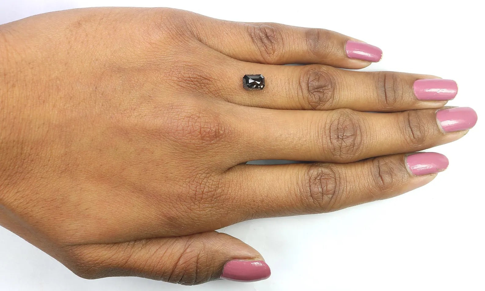 1.24 CT Natural Loose Emerald Shape Diamond Black Brown Color Emerald Cut Diamond 7.00 MM Natural Black Brown Emerald Rose Cut Diamond QN615
