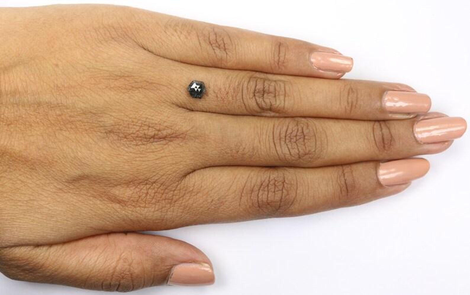 0.92 CT Natural Loose Hexagon Shape Diamond Salt And Pepper Hexagon Diamond 5.80 MM Natural Black Gray Color Hexagon Rose Cut Diamond NQ1594