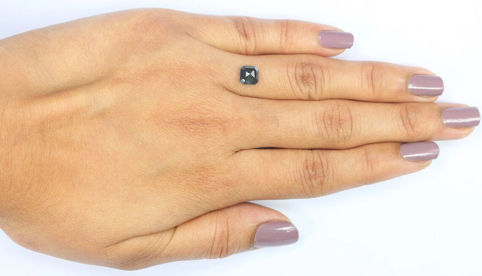 1.06 CT Natural Loose Emerald Shape Diamond Salt And Pepper Emerald Diamond Diamond 5.85 MM Black Grey Color Emerald Rose Cut Diamond QN9247
