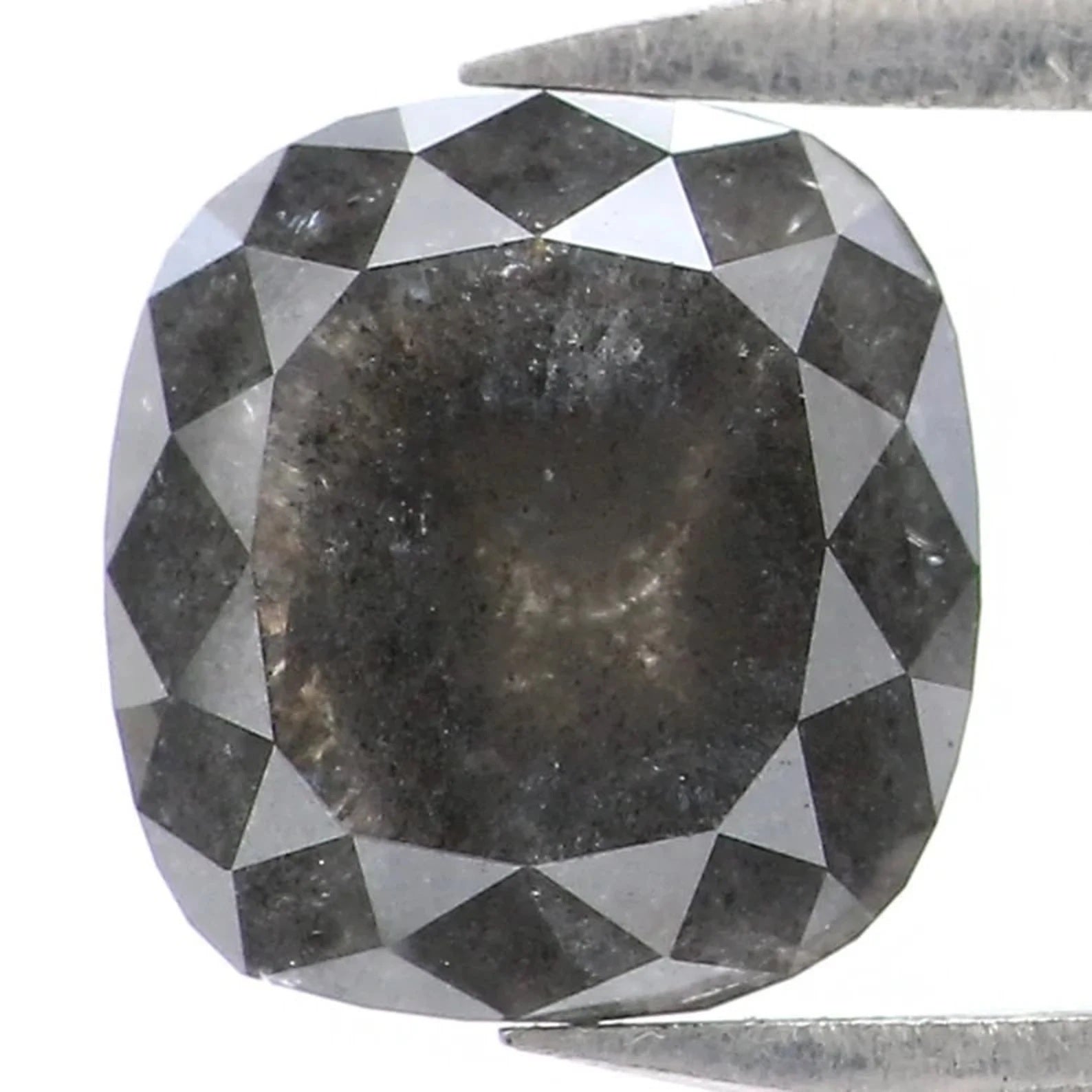 1.41 CT Natural Loose Cushion Shape Diamond Salt And Pepper Cushion Cut Diamond 6.80 MM Natural Black Color Cushion Rose Cut Diamond NQ9062