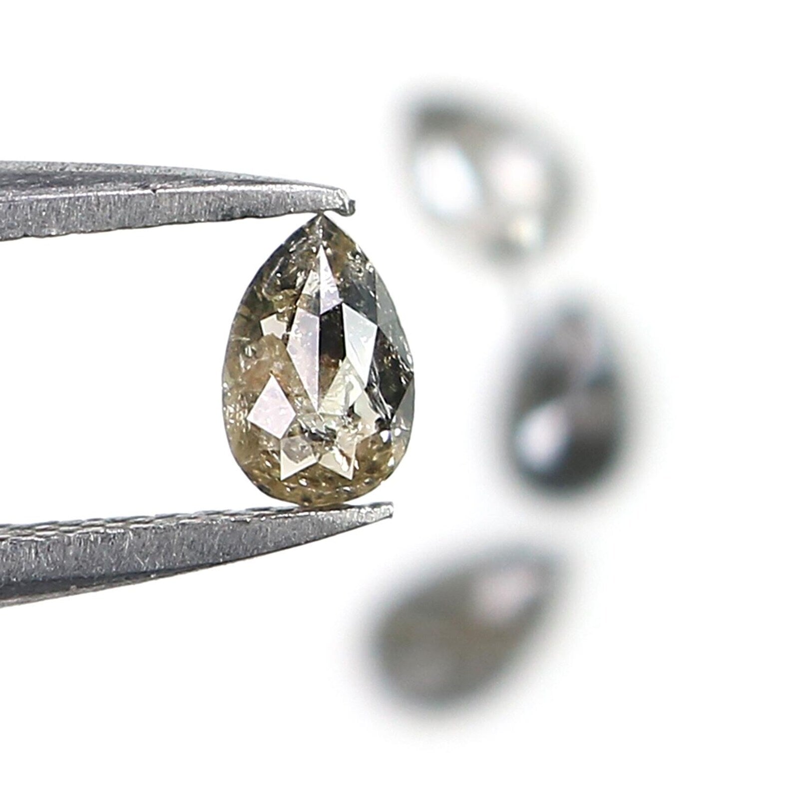 0.66 CT Natural Loose Pear Shape Diamond Salt And Pepper Pear Diamond 4.95 MM Natural Loose Black Grey Color Pear Rose Cut Diamond NQ2268