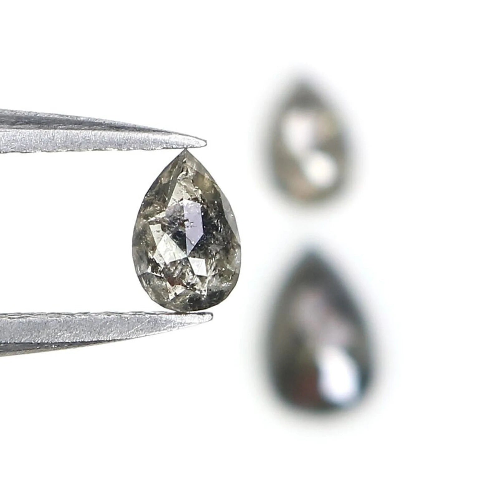 0.93 CT Natural Loose Pear Cut Diamond Salt And Pepper Pear Cut Diamond 6.25 MM Natural Black Grey Color Pear Shape Rose Cut Diamond NQ2427