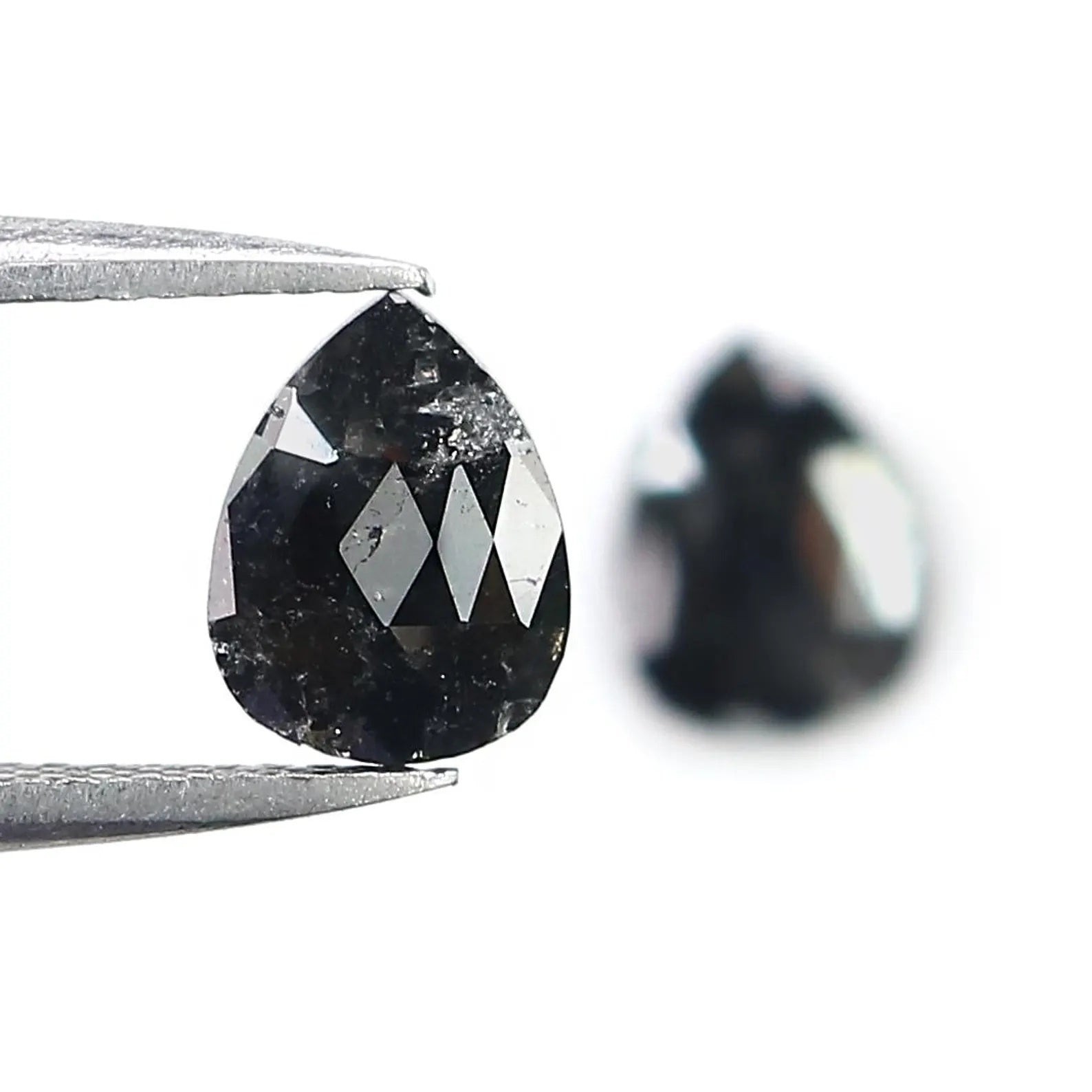 1.44 CT Natural Loose Pear Shape Pair Diamond Black Grey Color Pear Cut Diamond 7.85 MM Natural Loose Diamond Pear Rose Cut Diamond NQ2544