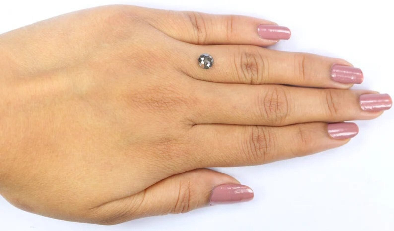 0.79 Ct Natural Loose Round Shape Diamond Salt And Pepper Round Cut Diamond 5.85 MM Natural Black Grey Color Round Rose Cut Diamond NQ2260