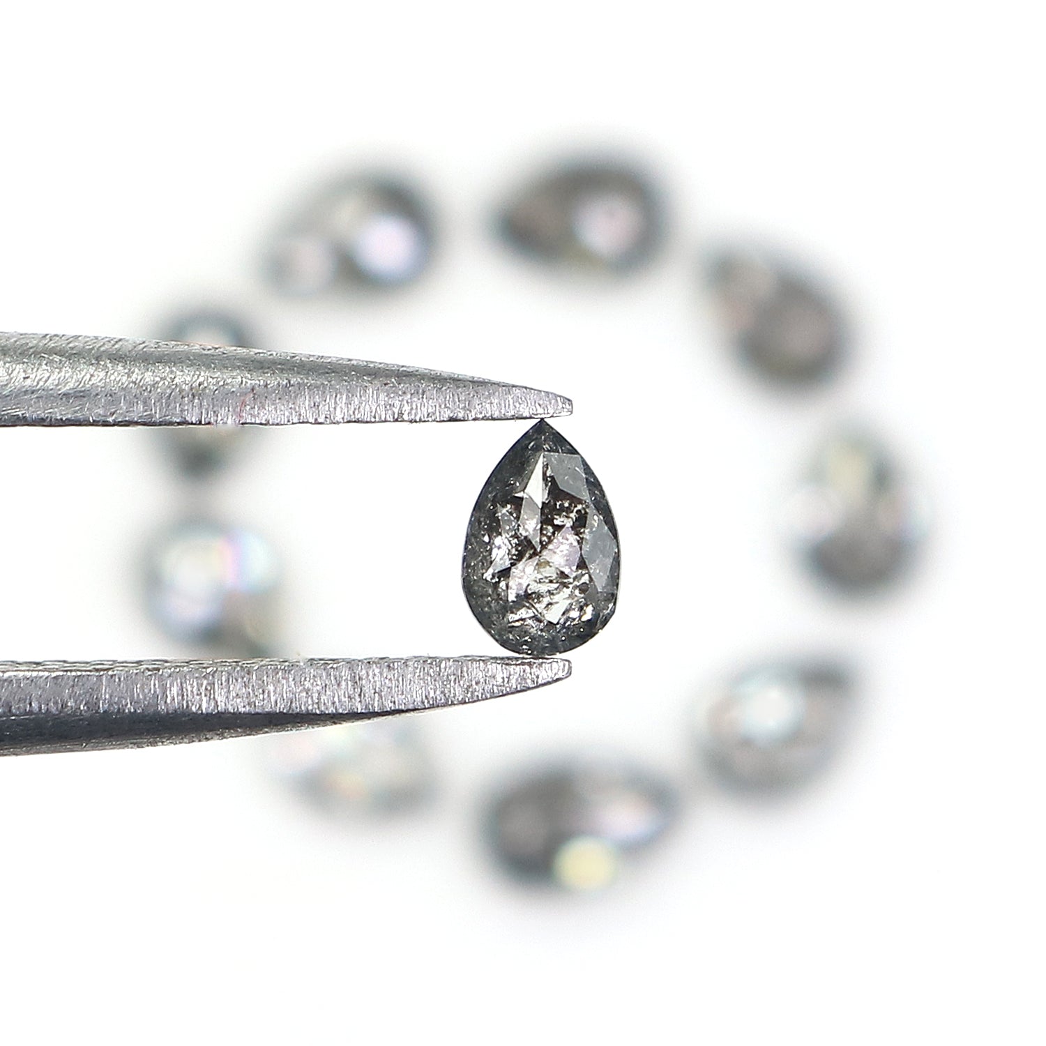 1.19 CT Natural Loose Pear Shape Diamond Salt And Pepper Pear Diamond 3.55 MM Natural Loose Black Grey Color Pear Rose Cut Diamond QL1294