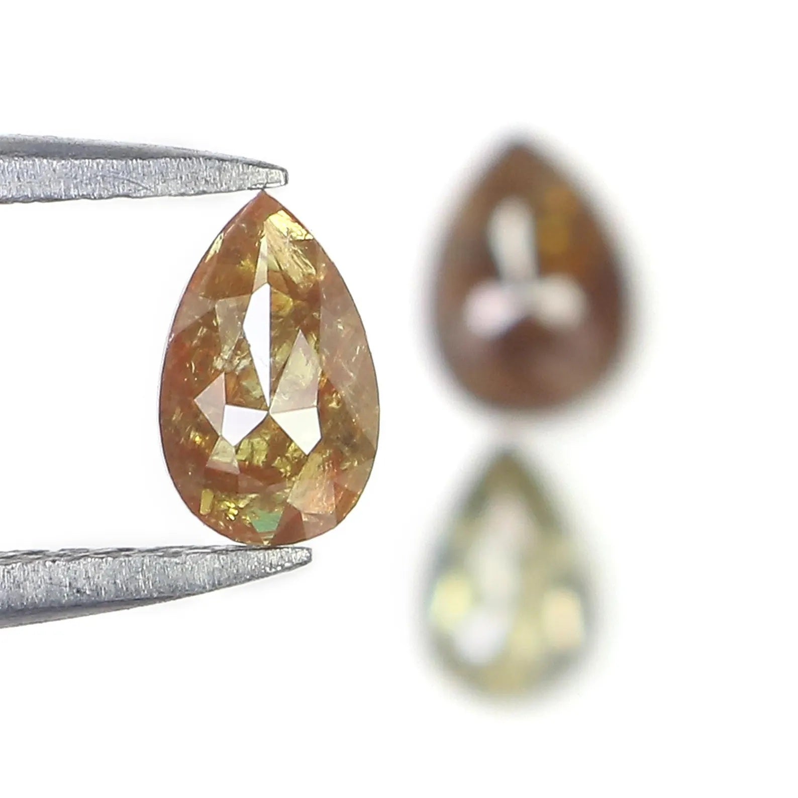 1.07 Ct Natural Loose Pear Shape Diamond Brown Green Color Pear Cut Diamond 5.30 MM Natural Brown Green Color Pear Rose Cut Diamond NQ1053