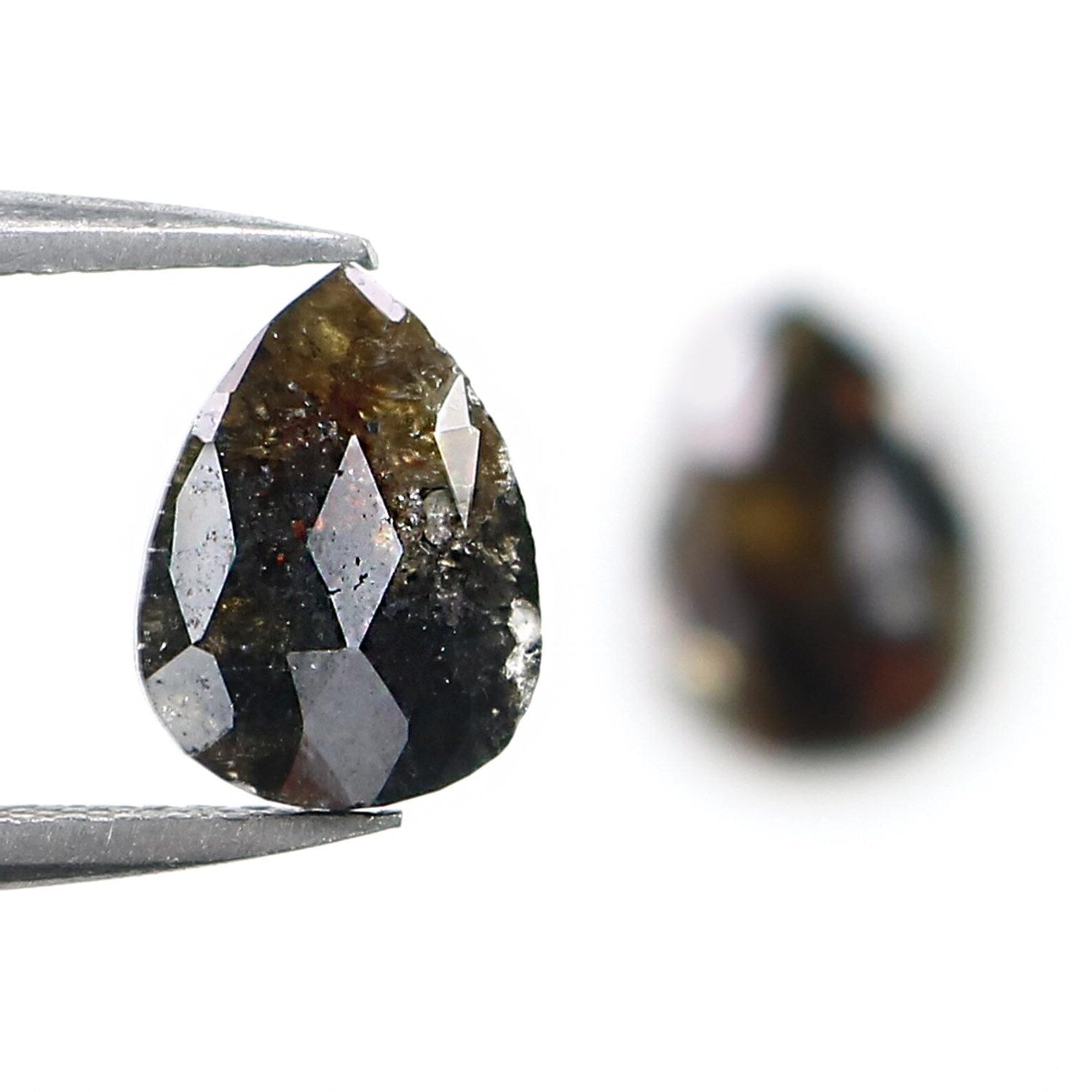 1.31 CT Natural Loose Pear Cut Pair Diamond Black Color Pear Shape Diamond 8.60 MM Natural Diamond Brown Color Pear Rose Cut Diamond NQ2548