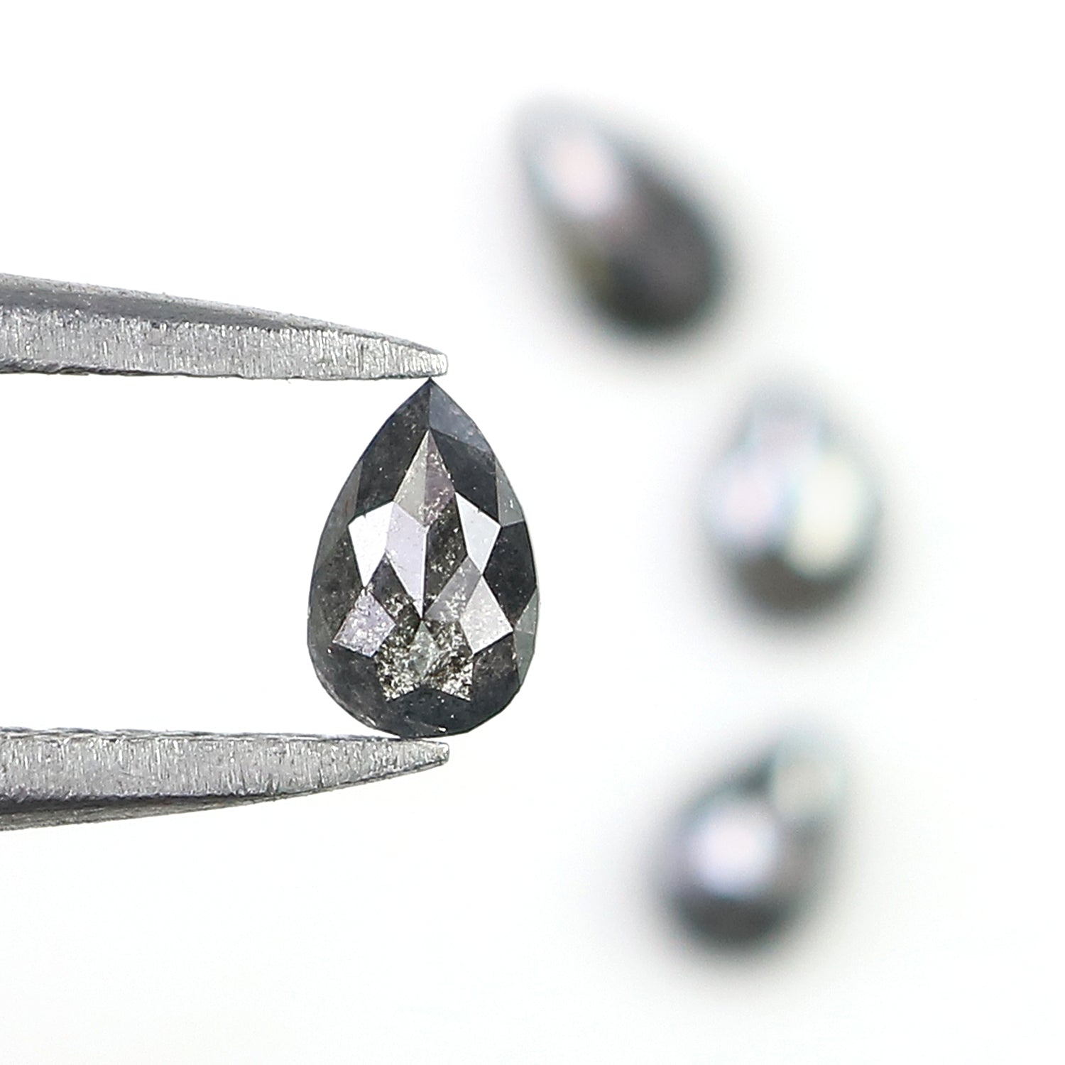 0.56 CT Natural Loose Pear Shape Diamond Salt And Pepper Pear Diamond 4.05 MM Natural Loose Black Grey Color Pear Rose Cut Diamond LQ2897