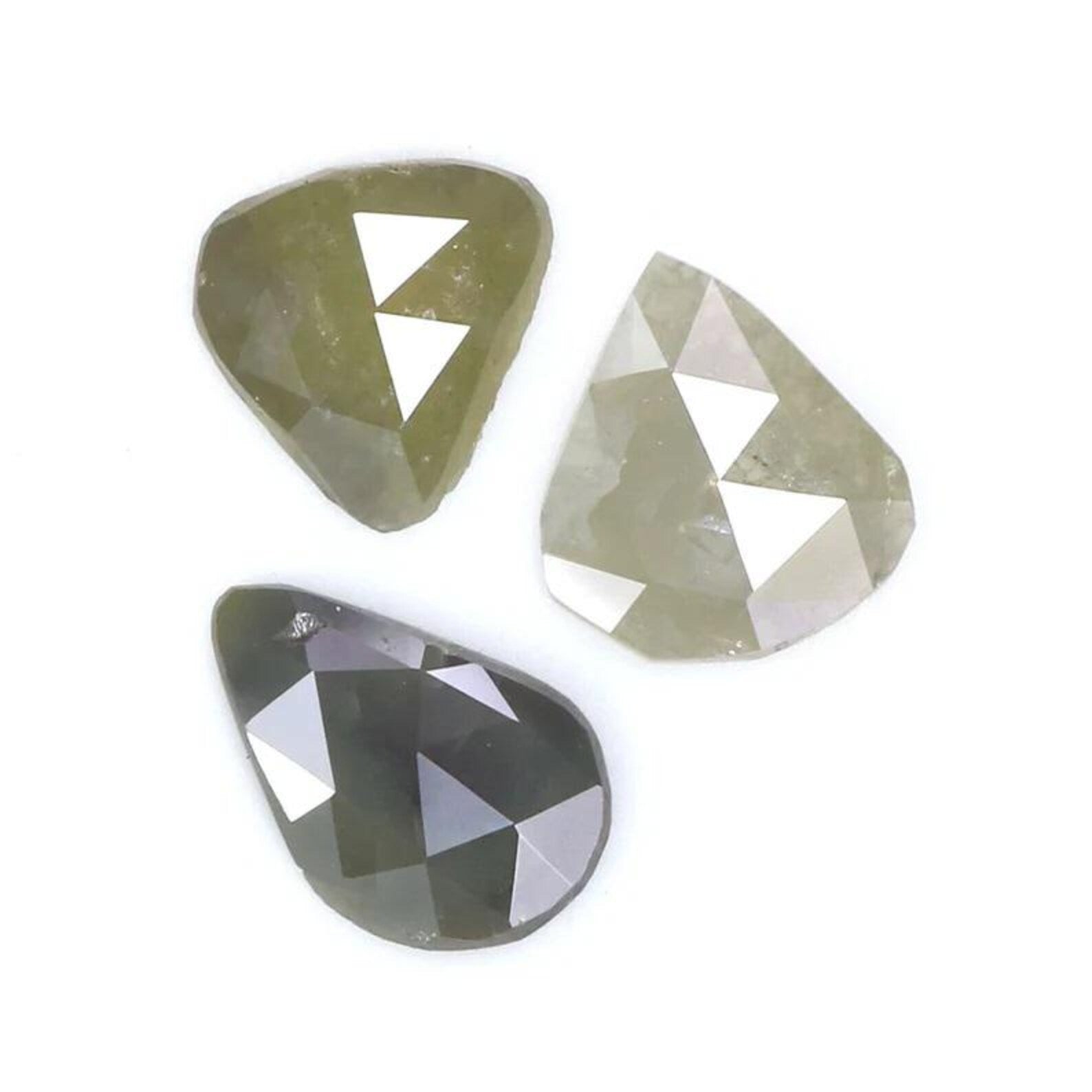 1.16 CT Natural Loose Slice Shape Diamond Yellow Color Irregular Cut Diamond 6.45 MM Natural Diamond Grey Color Slice Rose Cut Diamond NQ616