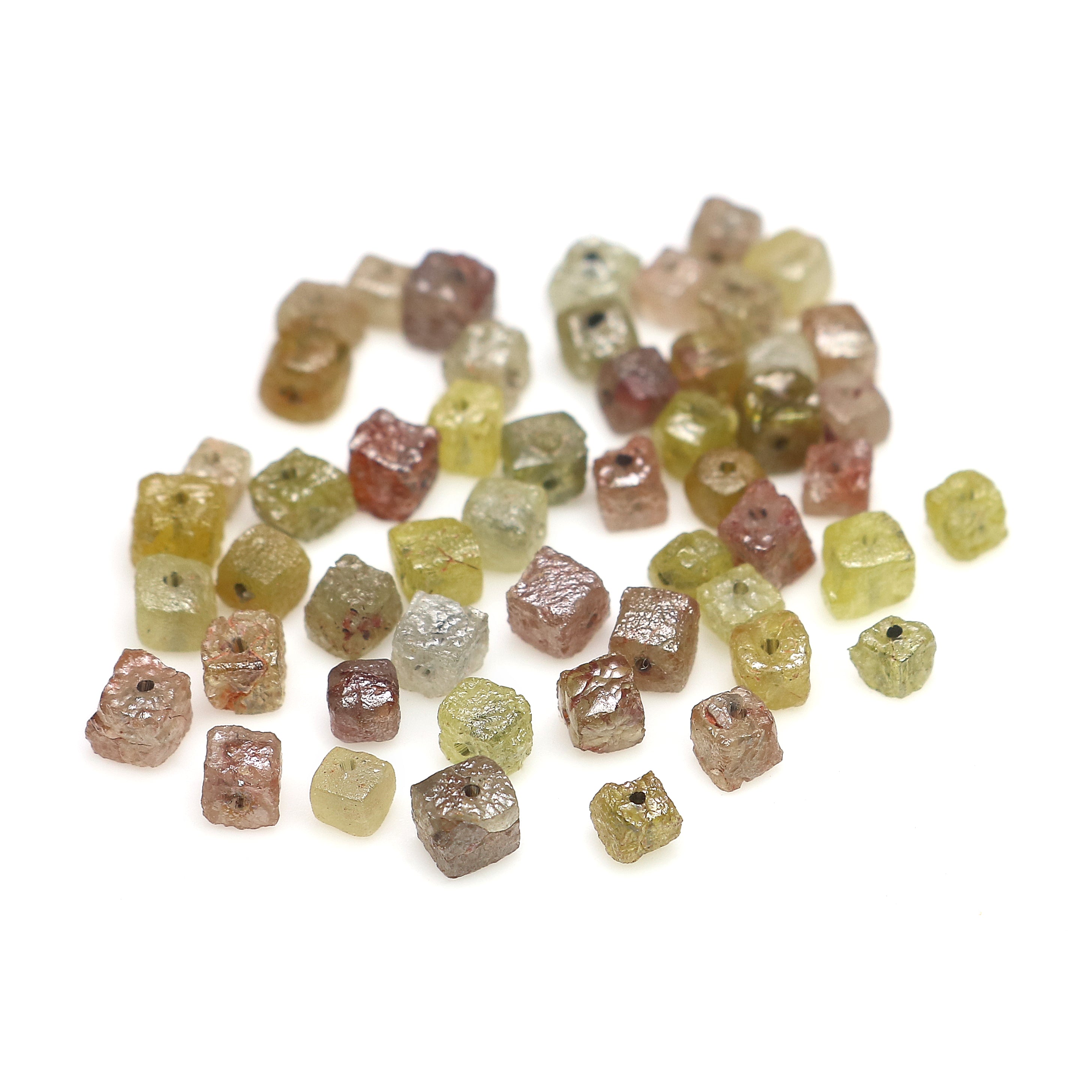 Natural Loose Rough Cube Diamond Mix Color Bead Cut Diamond 2.00 To 3.00 MM 1.00 Ct Lot Uncut Drilled Bead Rough Irregular Cut Diamond Q128