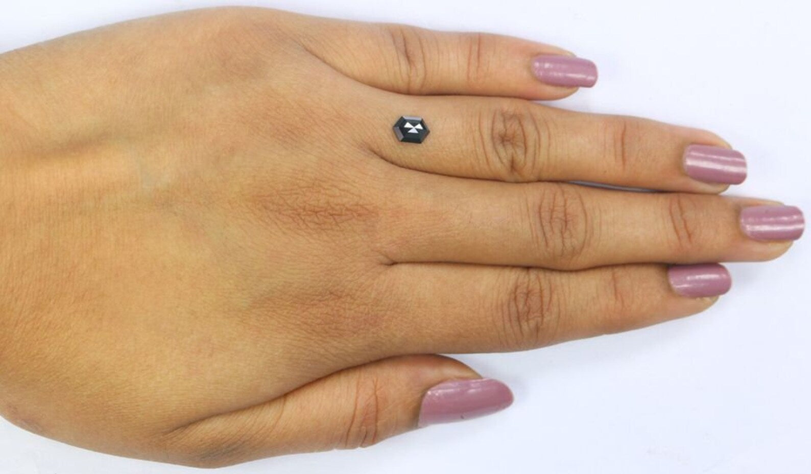 0.56 CT Natural Loose Hexagon Shape Diamond Black Color Hexagon Cut Diamond 6.85 MM Natural Diamond Black Hexagon Rose Cut Diamond QN2233