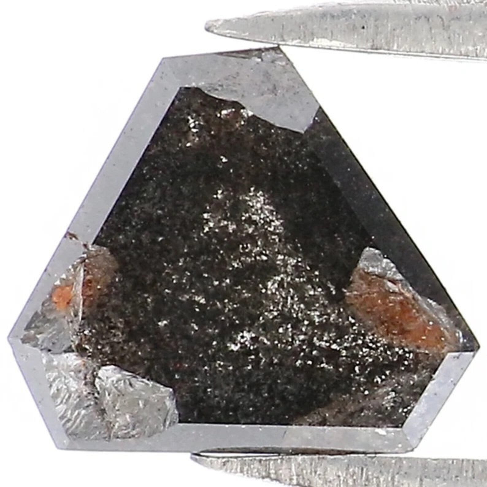 0.89 Ct Natural Loose Triangle Shape Diamond Salt And Pepper Triangle Diamond 6.50 MM Natural Black Color Triangle Rose Cut Diamond NQ9346