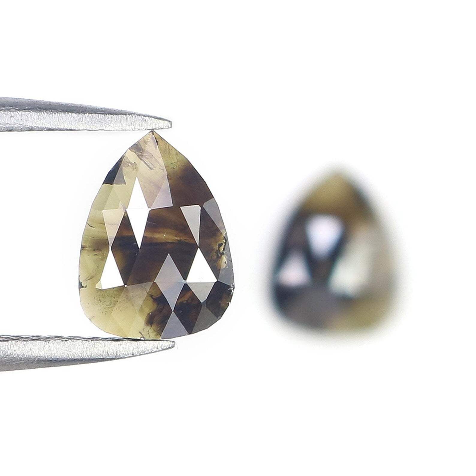 2.06 CT Natural Loose Pear Shape Pair Diamond Black Color Pear Cut Diamond 8.20 MM Natural Black Brown Color Pear Rose Cut Diamond NQ8226