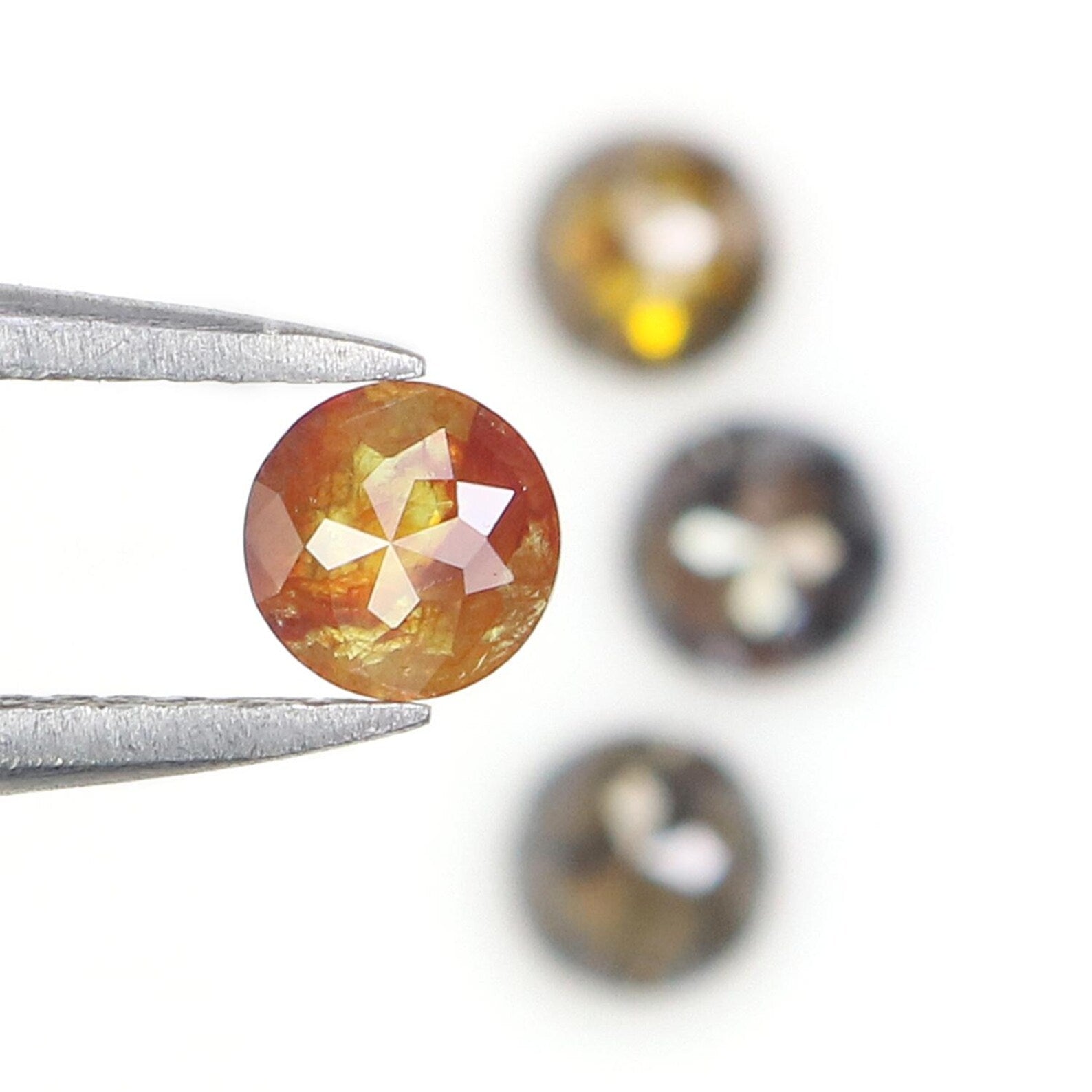 1.19 CT Natural Loose Round Cut Diamond Yellow Black Color Round Diamond 4.00 MM Natural Yellow Black Color Round Rose Cut Diamond NQ730